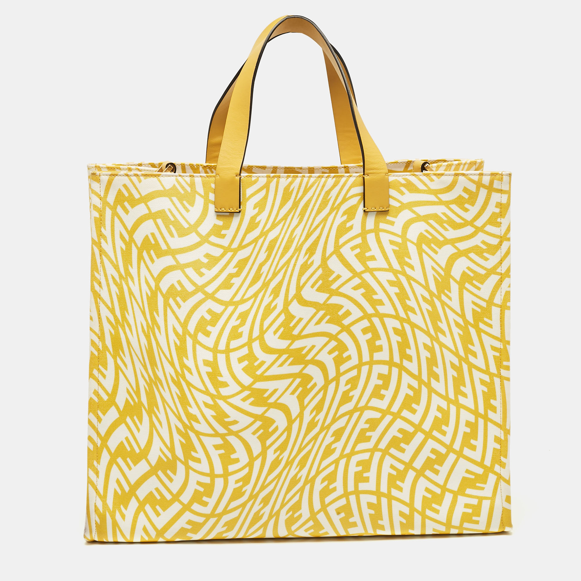 

Fendi x Sarah Coleman Yellow FF Vertigo Canvas and Leather Shopper Tote