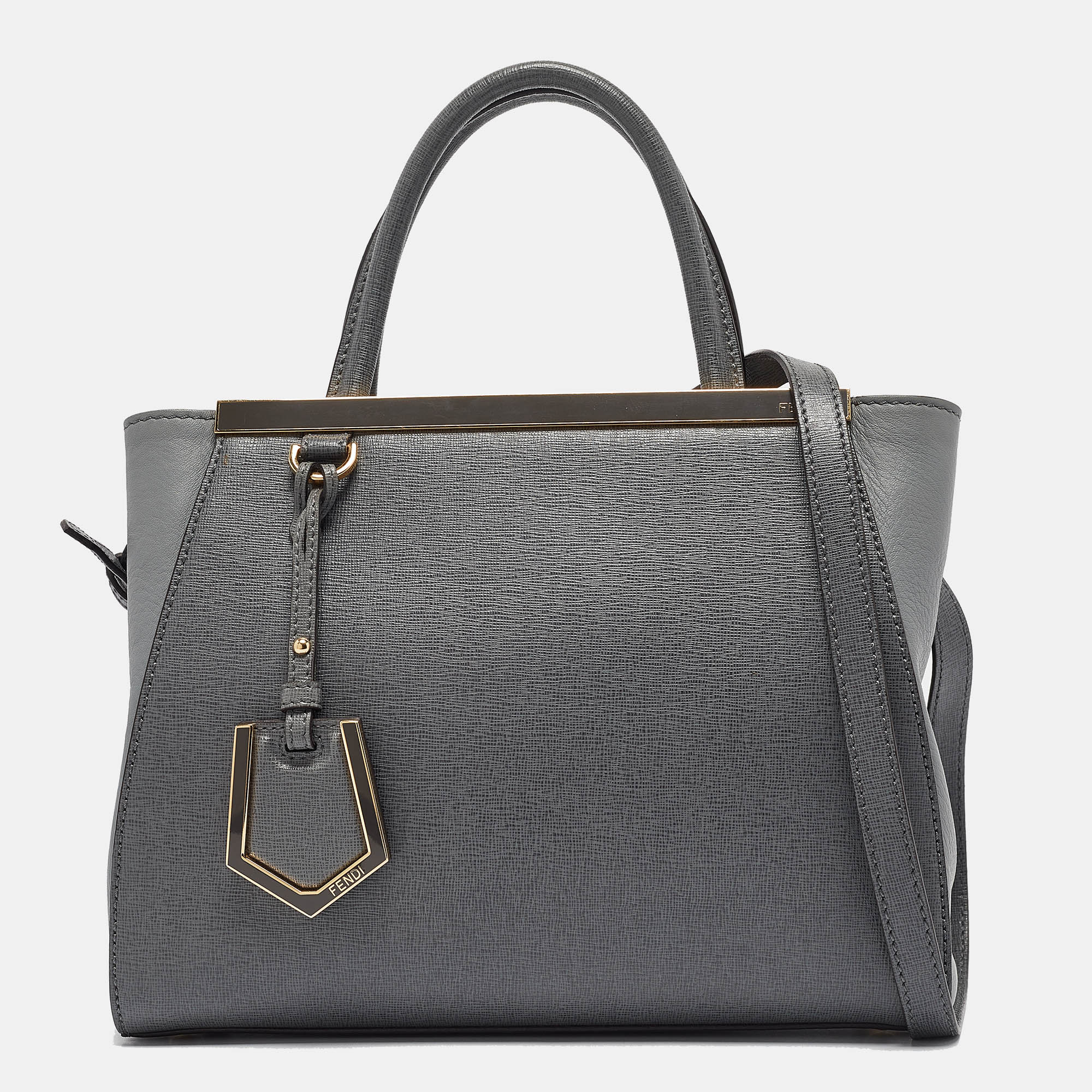 

Fendi Grey Leather Petite Sac 2jours Tote