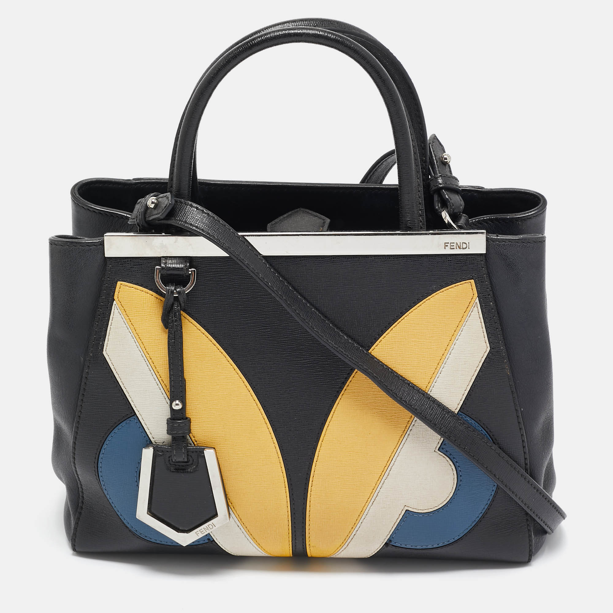 

Fendi Black Leather Monster Petite Sac 2jours Tote