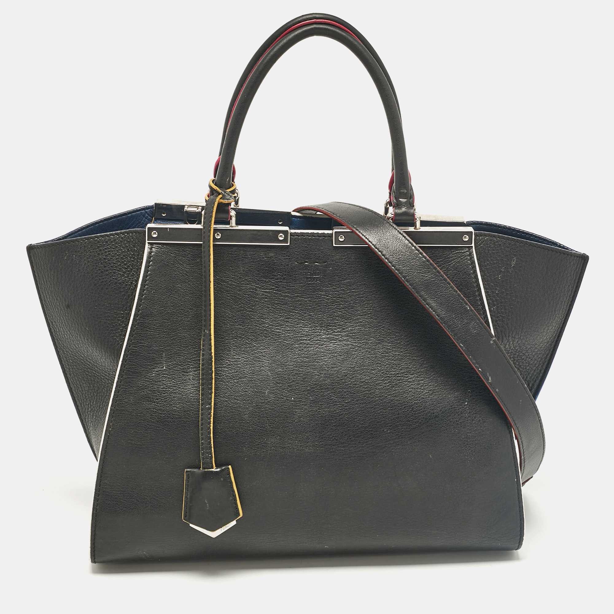 Pre-owned Fendi Black/blue Leather Medium 3jours Tote