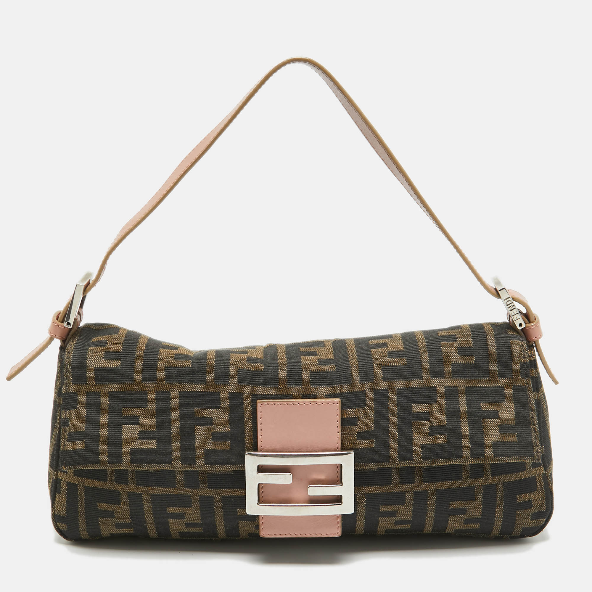 

Fendi Old Rose/Tobacco Canvas Mama Forever Baguette Bag, Brown