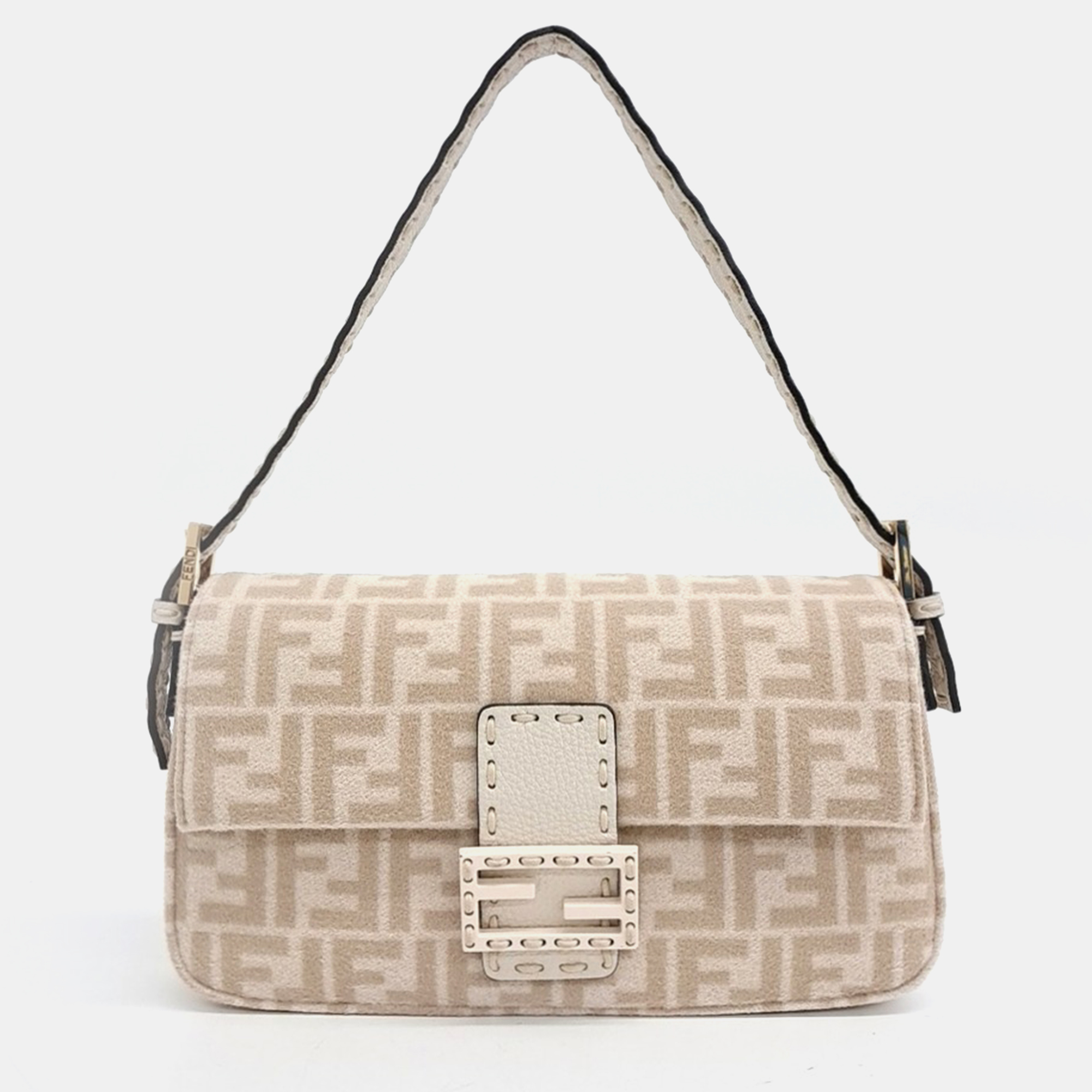 Pre-owned Fendi Selleria Baguette Bag In Beige