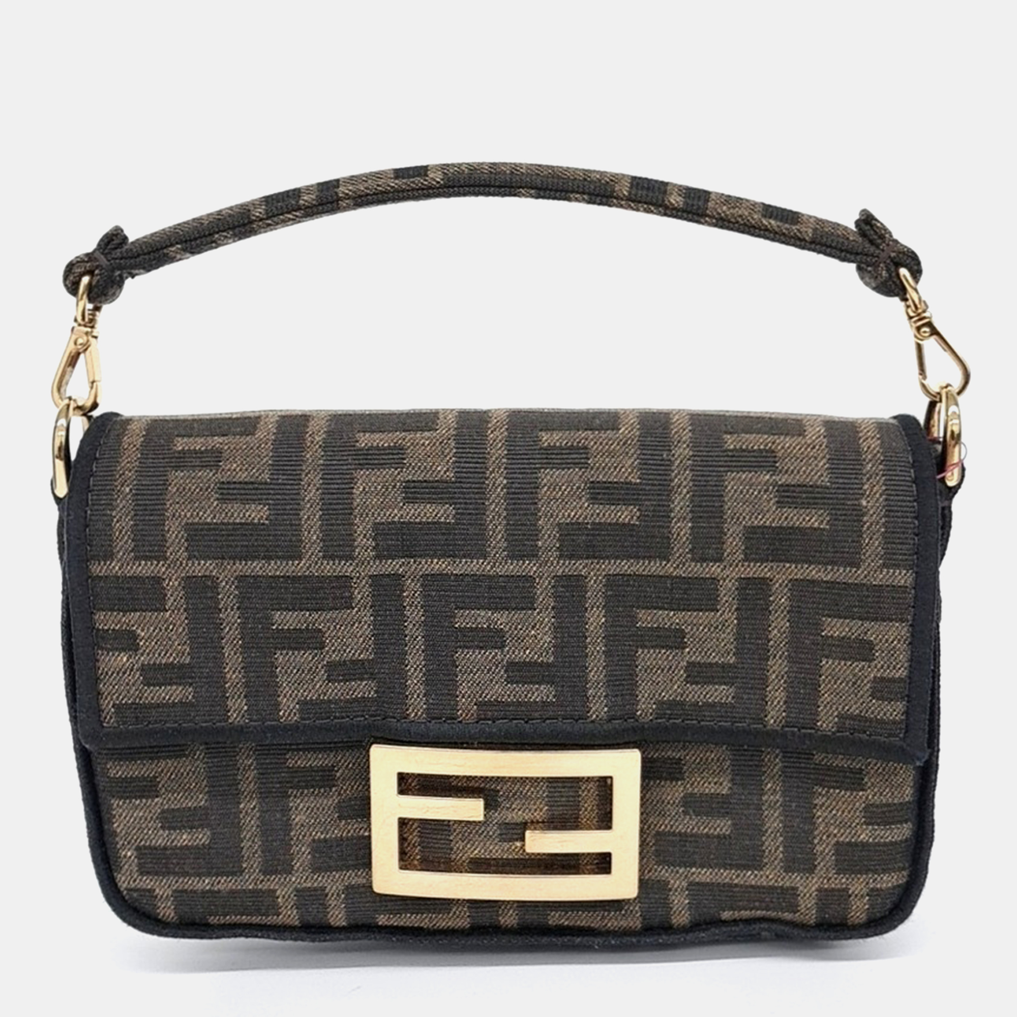 Pre-owned Fendi Zucca Mini Baguette Bag In Brown