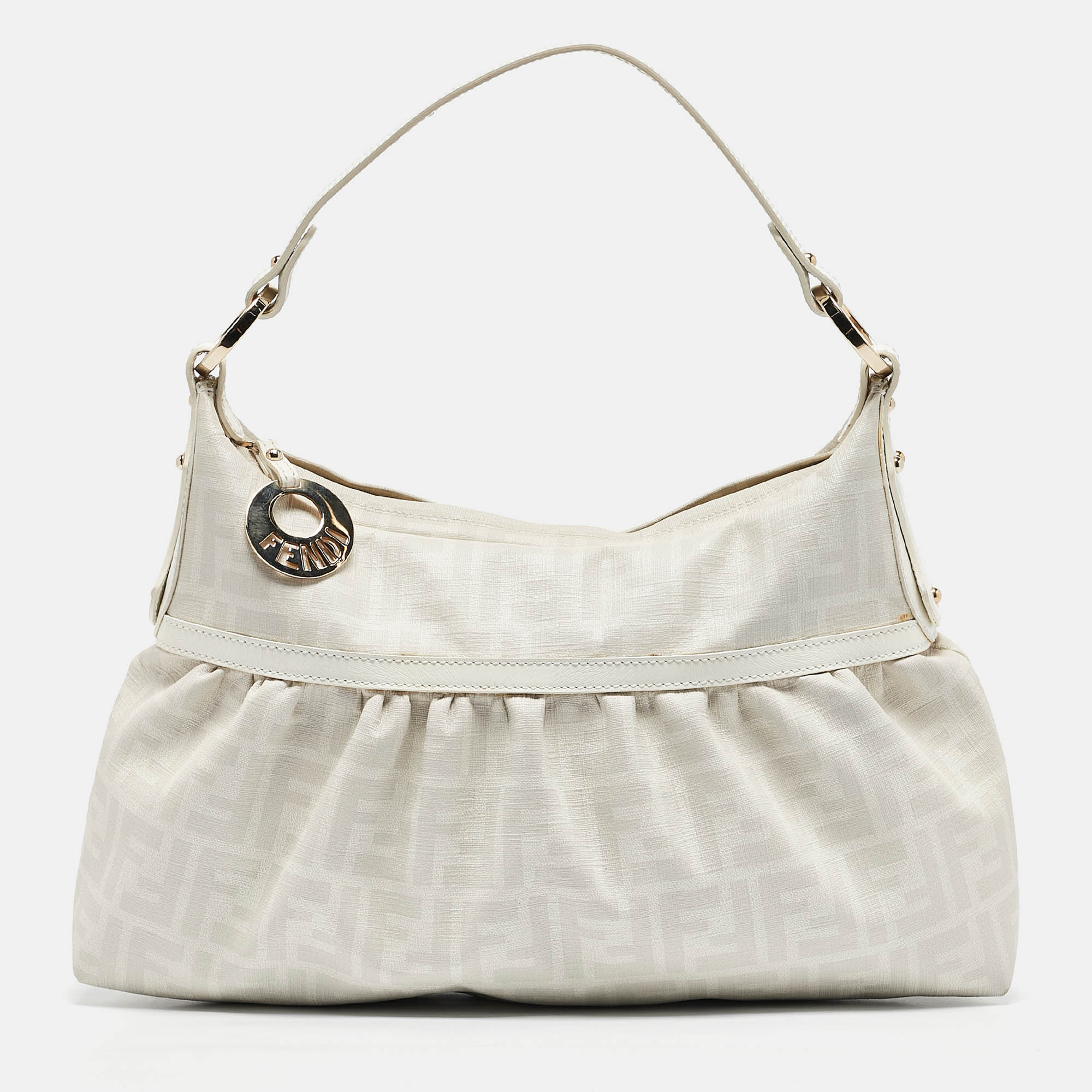 

Fendi White Zucca Coated Canvas and Leather Chef Shoulder Bag