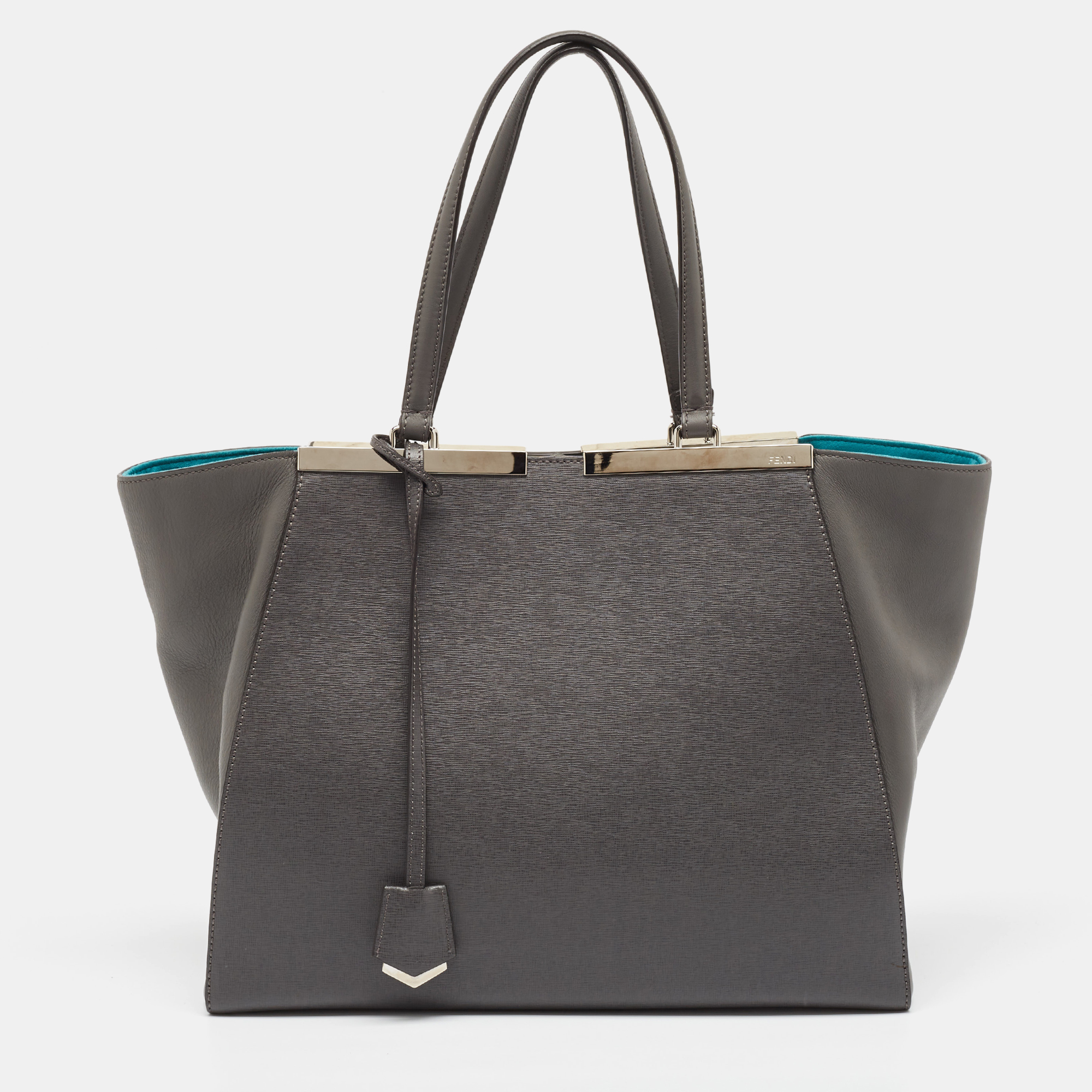 

Fendi Grey Leather  2Jours Tote