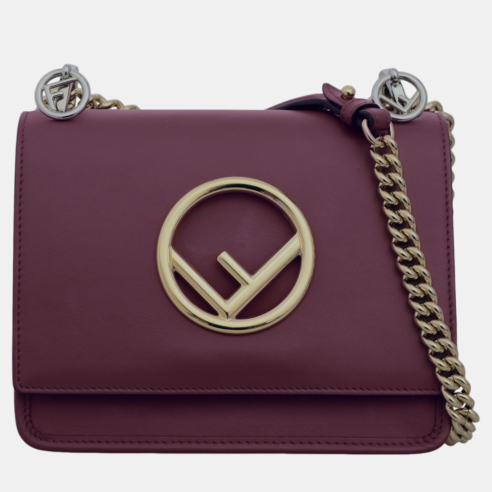 

Fendi Kan F Logo Chain Shoulder Bag, Red