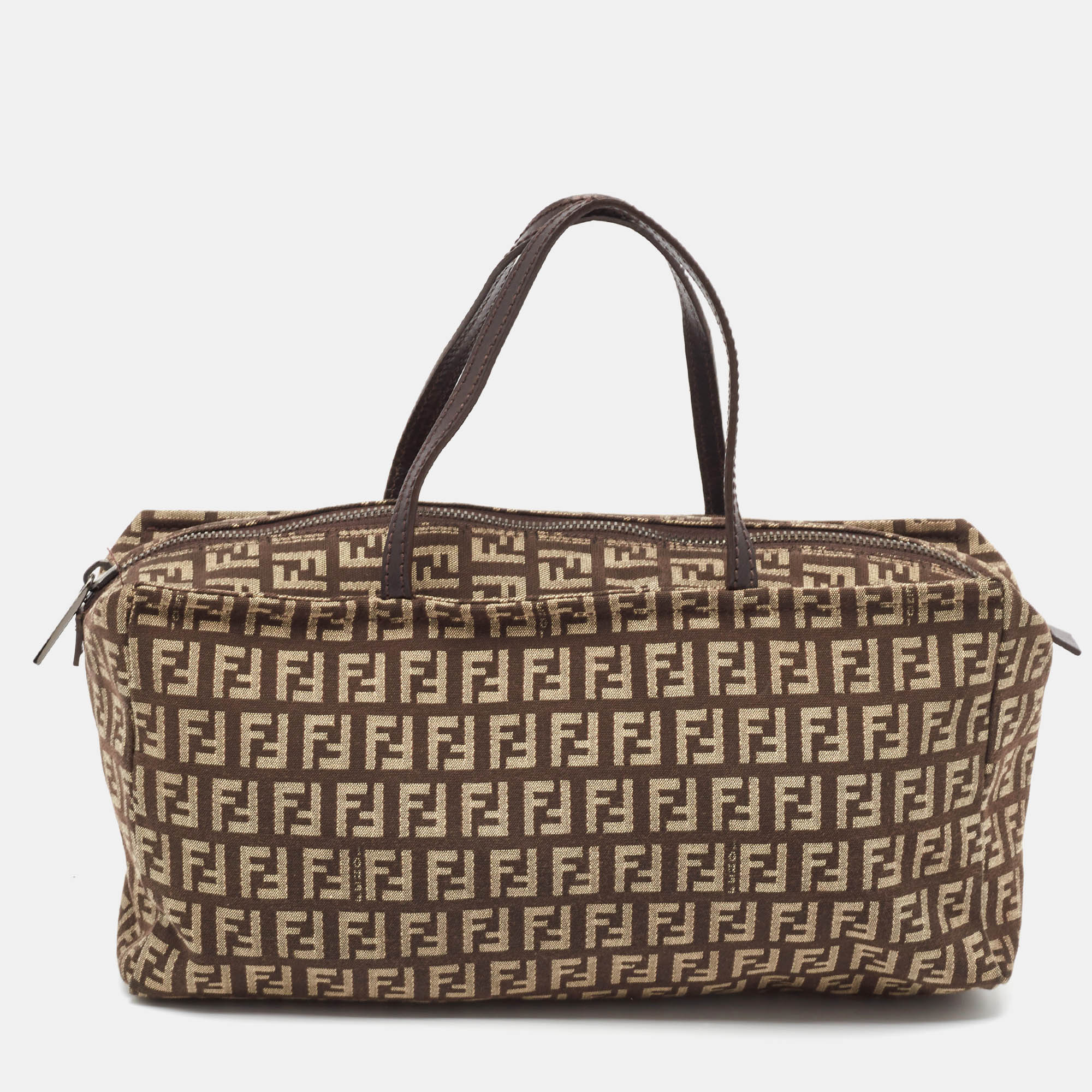 

Fendi Brown Zucchinno Fabric and Leather Satchel