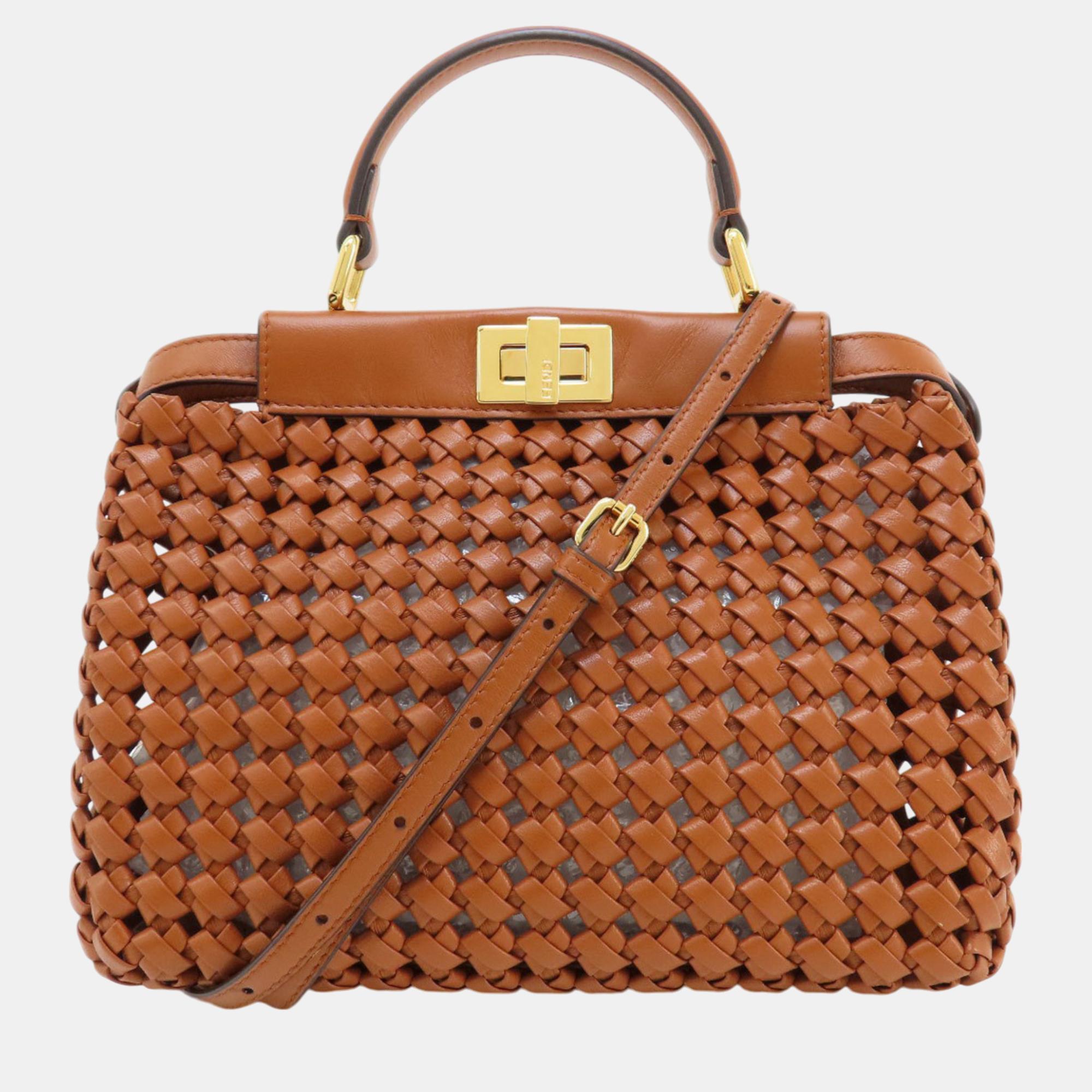 

Fendi Peekaboo Calf Handbag, Brown