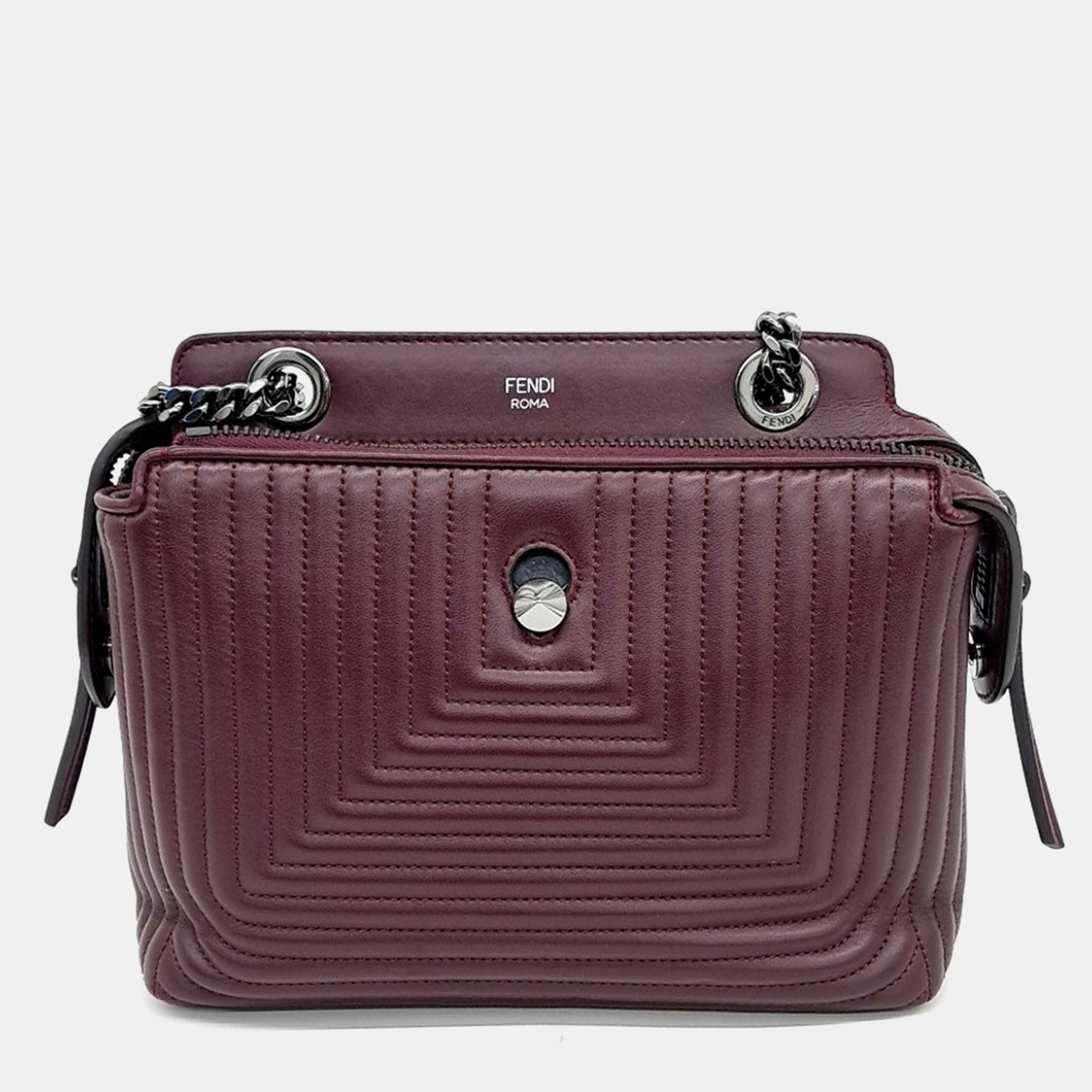 Pre-owned Fendi Clickback Bag In Burgundy