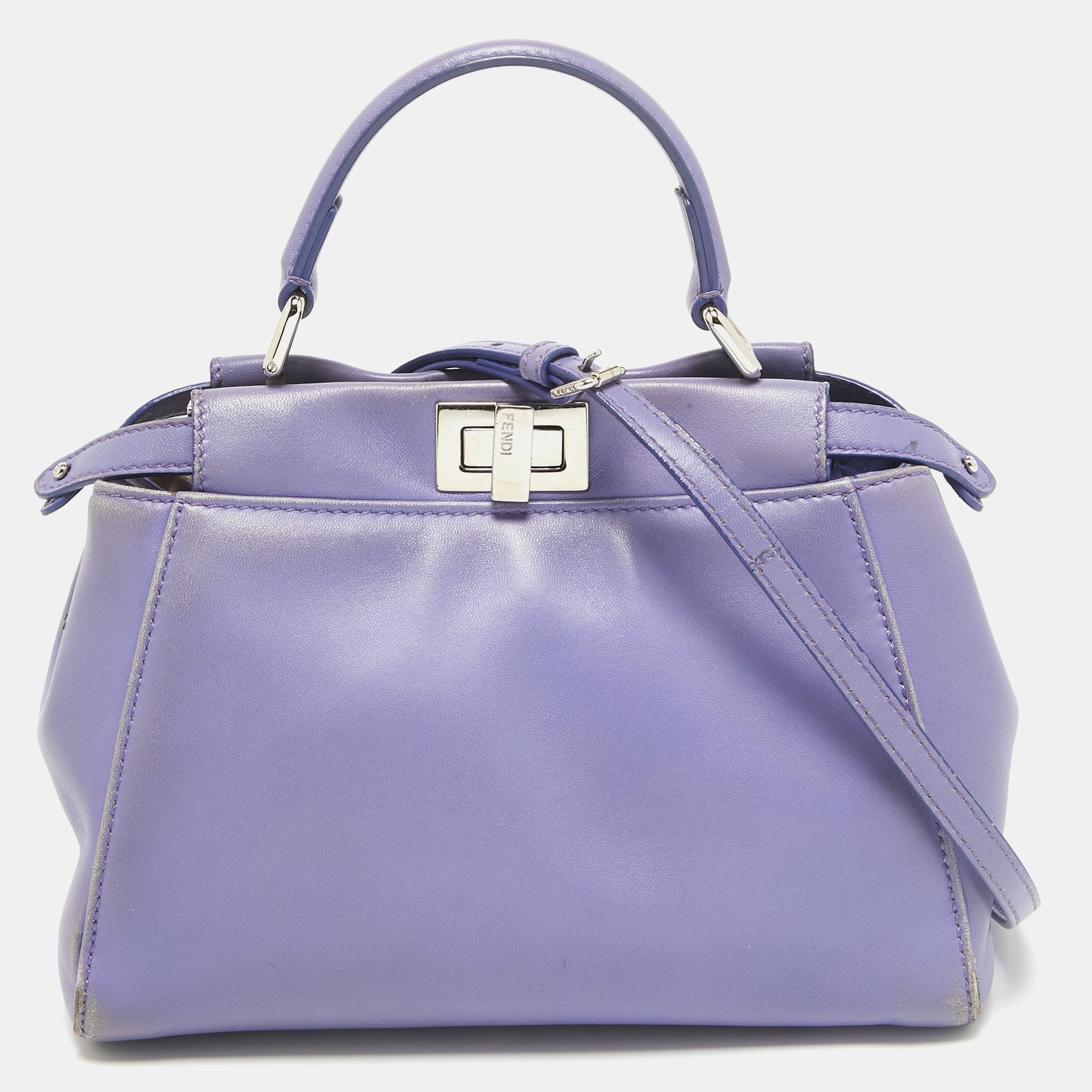 

Fendi Lilac Leather Mini Peekaboo Top Handle Bag, Purple