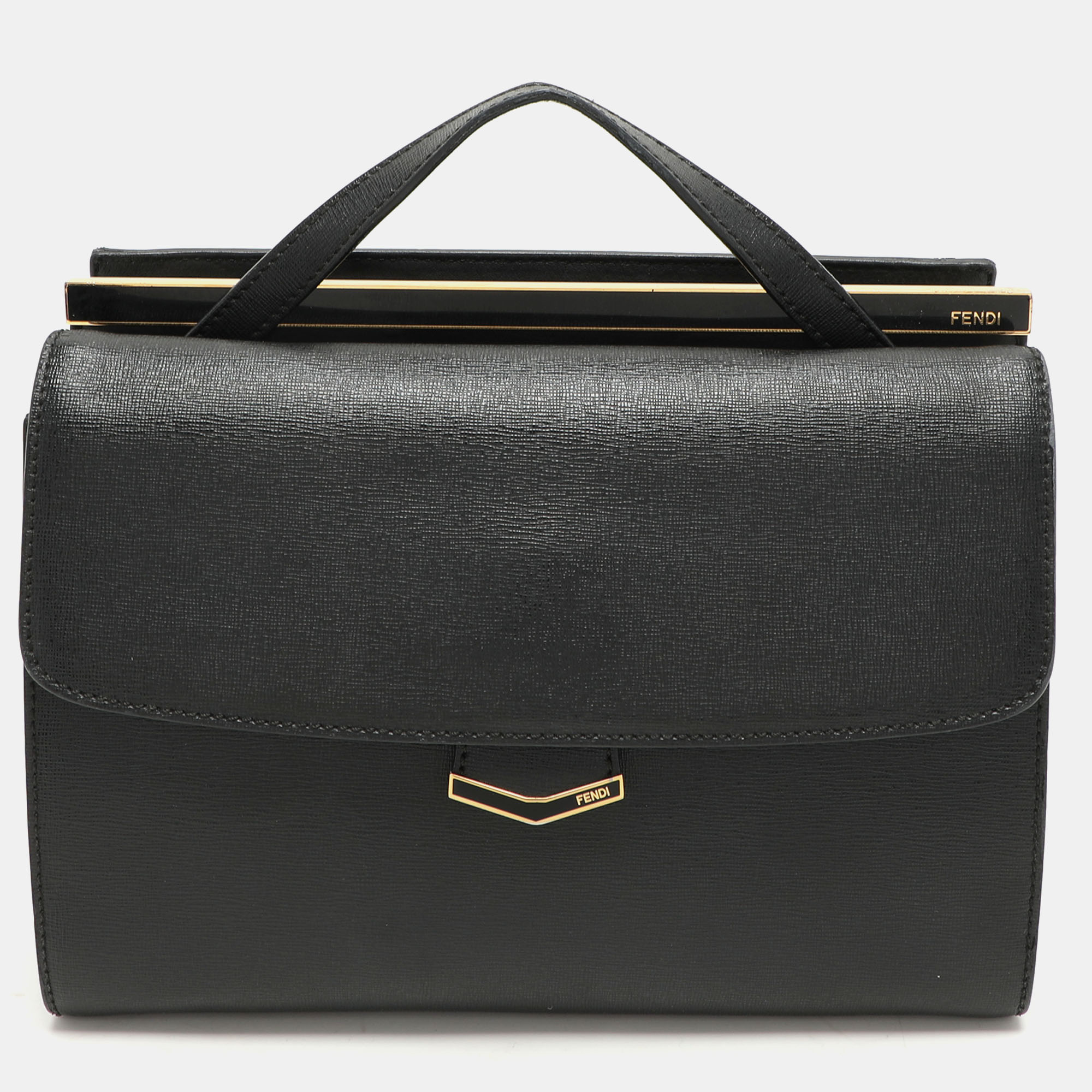 

Fendi Black Leather  Demi Jour Top Handle Bag