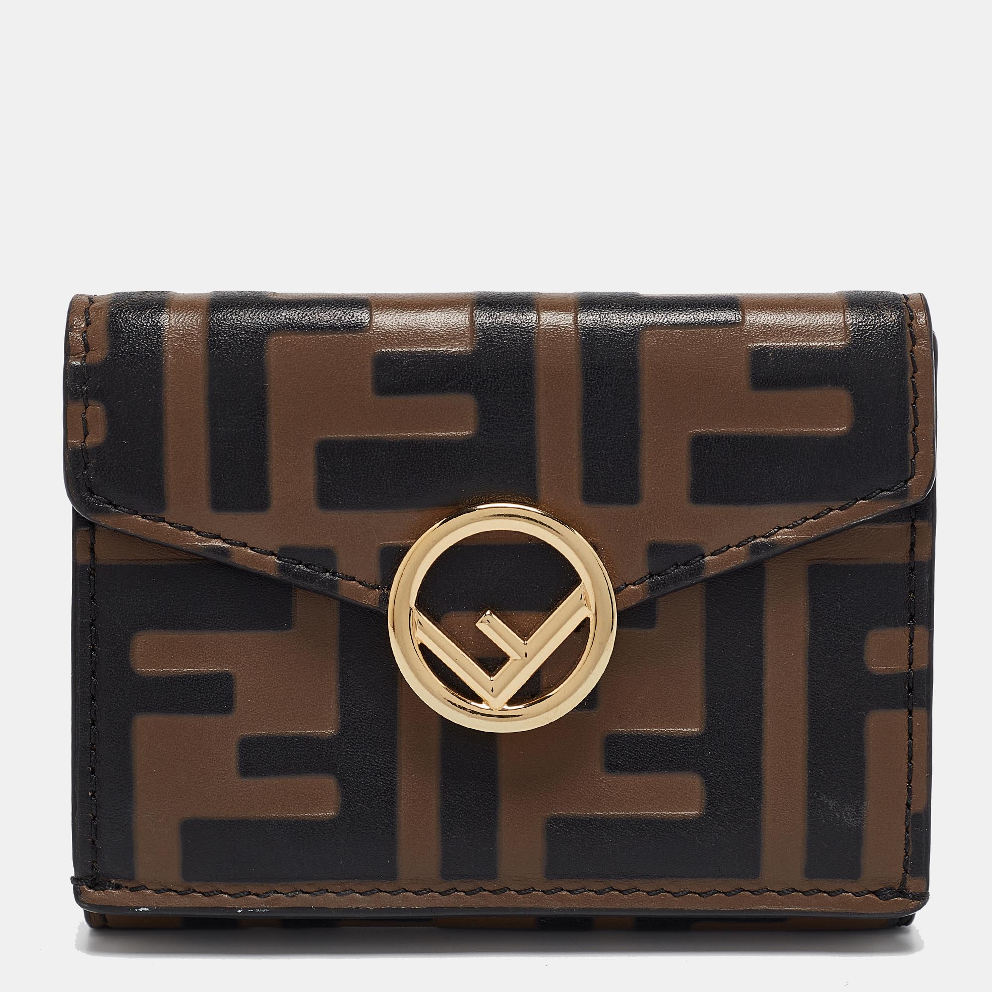 

Fendi Brown/Black Zucca Leather F is Fendi Trifold Wallet