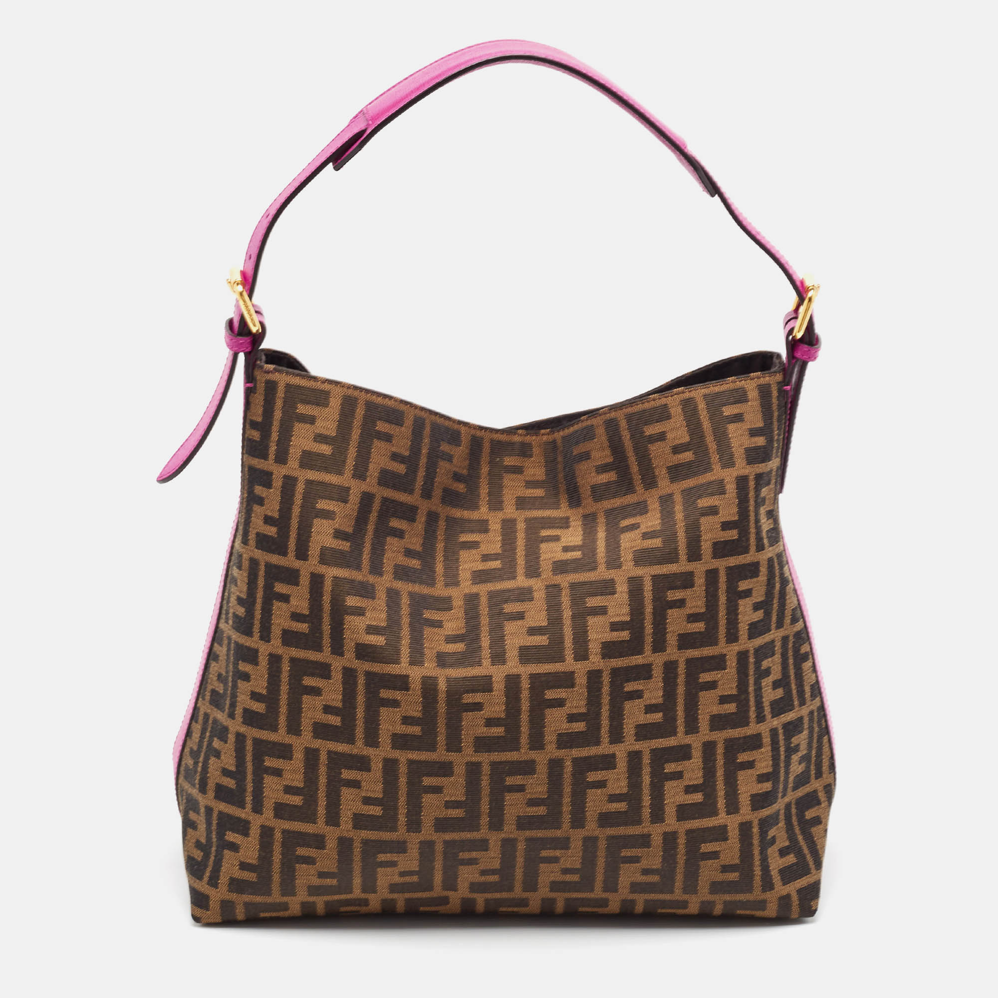 

Fendi Tobacco/Pink Zucca Canvas and Leather Piccola Hobo, Brown