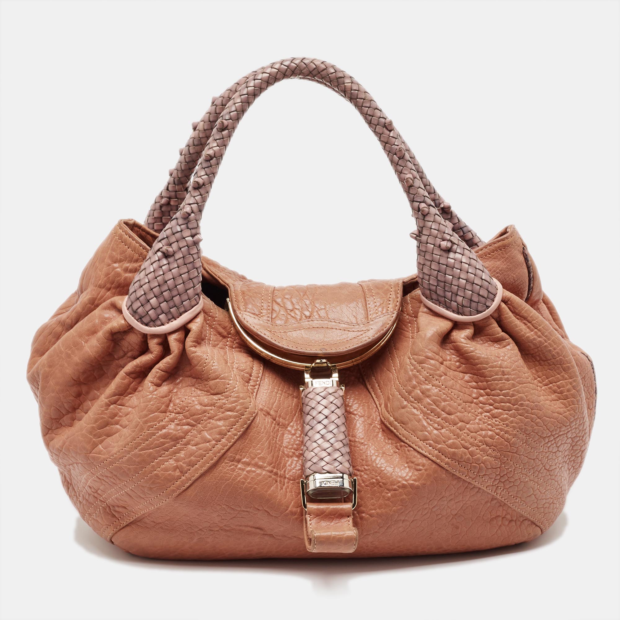 

Fendi Peach Textured Leather Spy Hobo, Orange