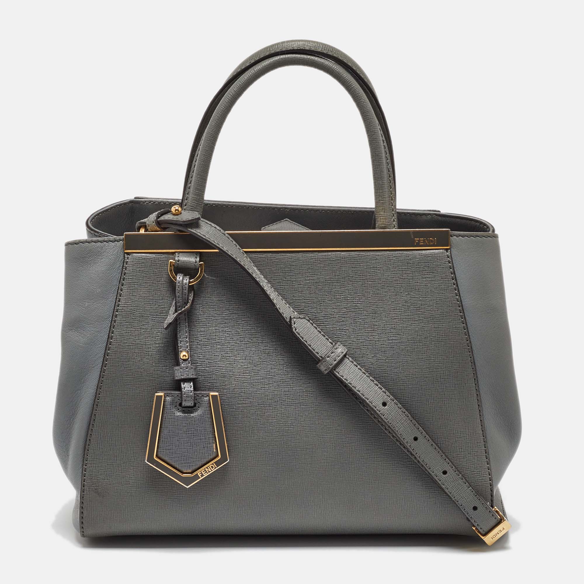 

Fendi Grey Leather Mini 2Jours Tote