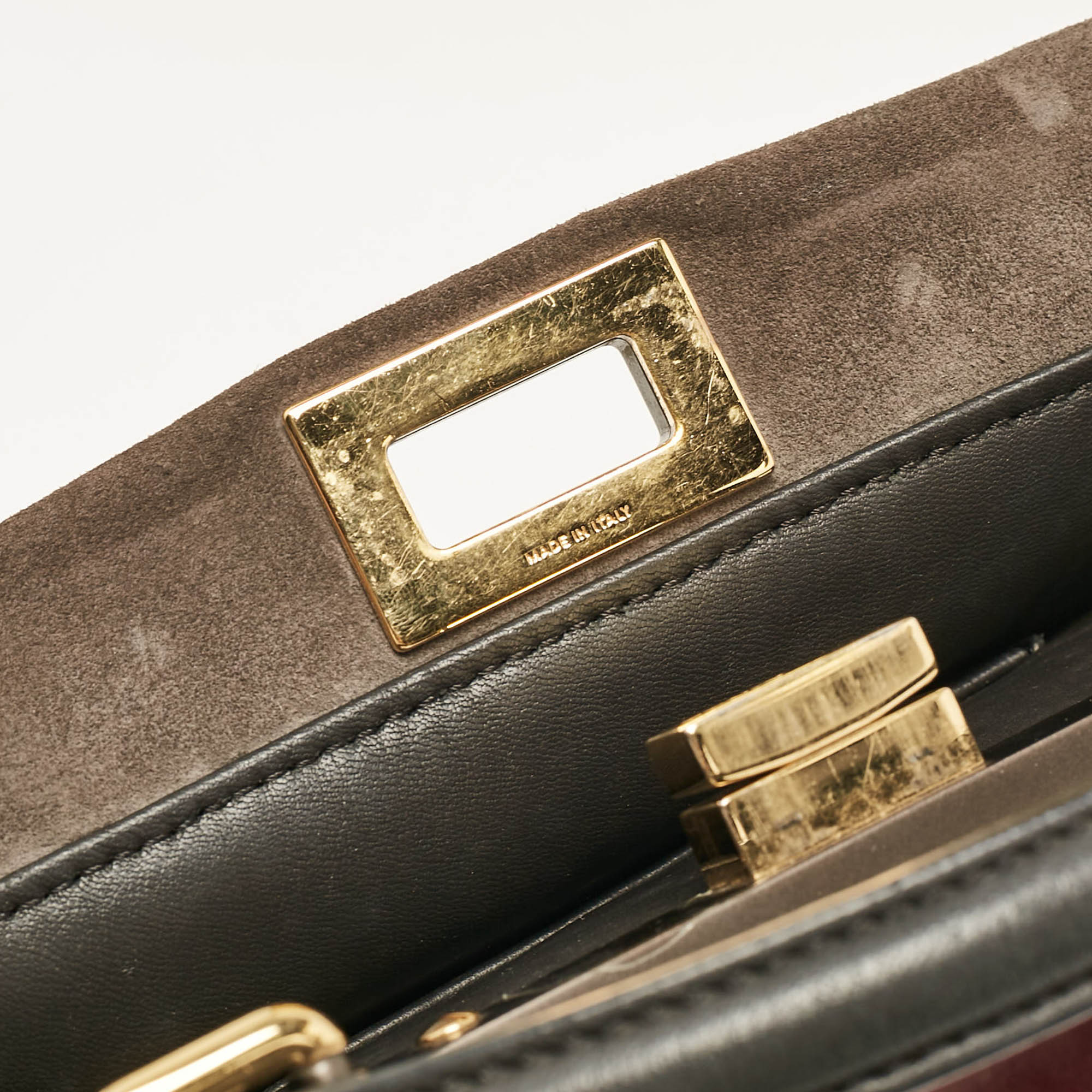 Fendi Ombre Grey/Pink Patent Leather and Suede Mini Peekaboo Top Handle Bag 