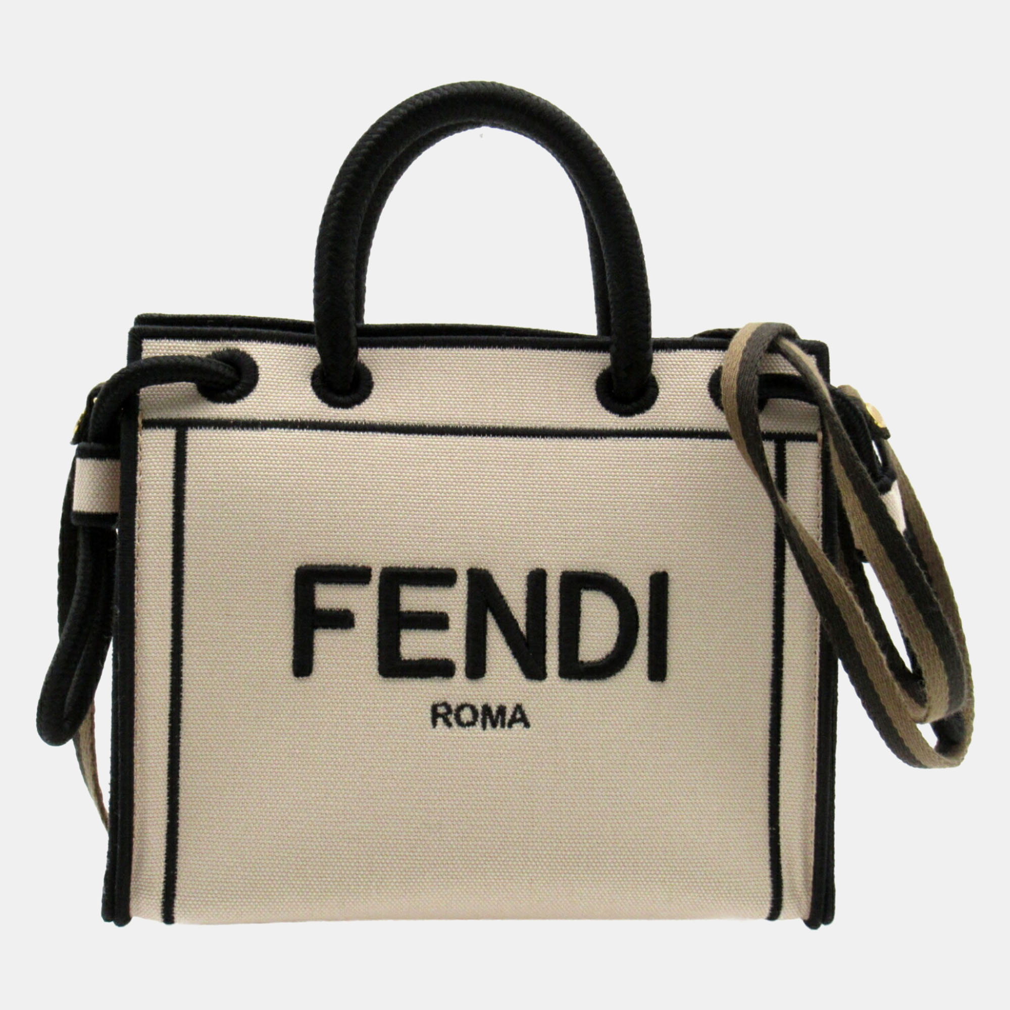 

Fendi Canvas Beige Black shoulder bag