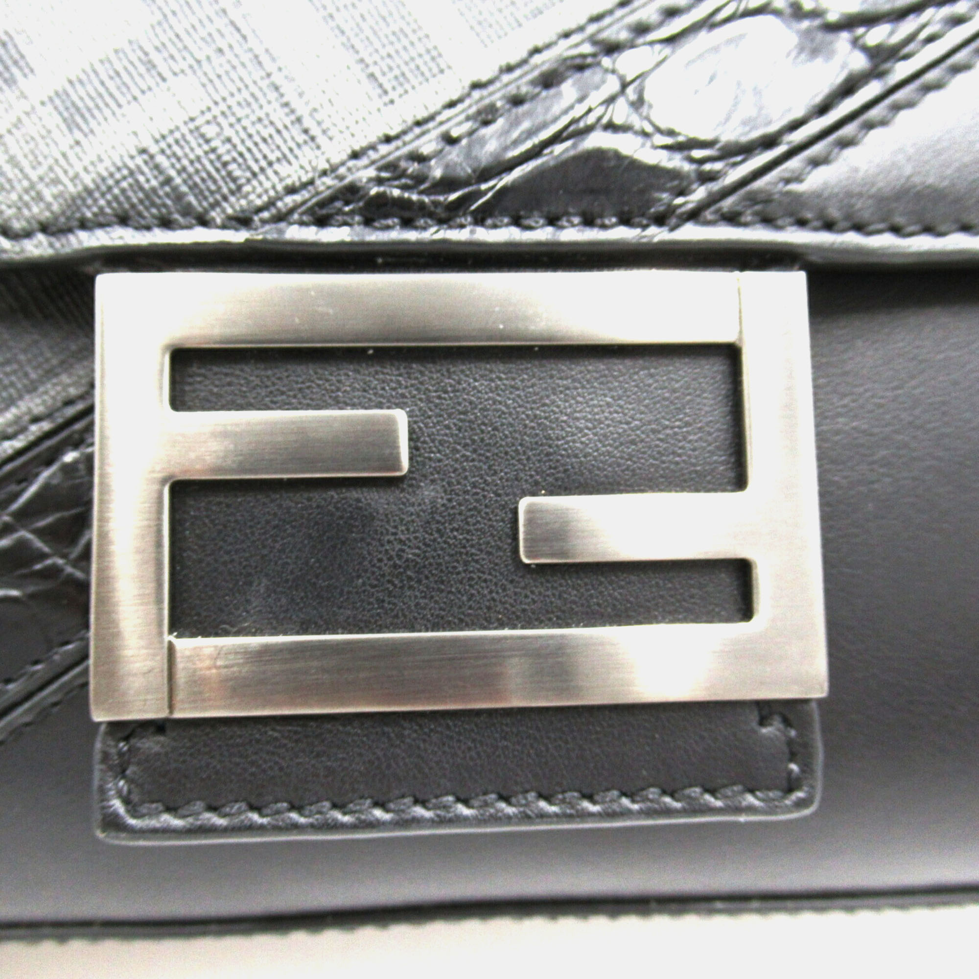 Fendi coated canvas leather black shoulder bag 