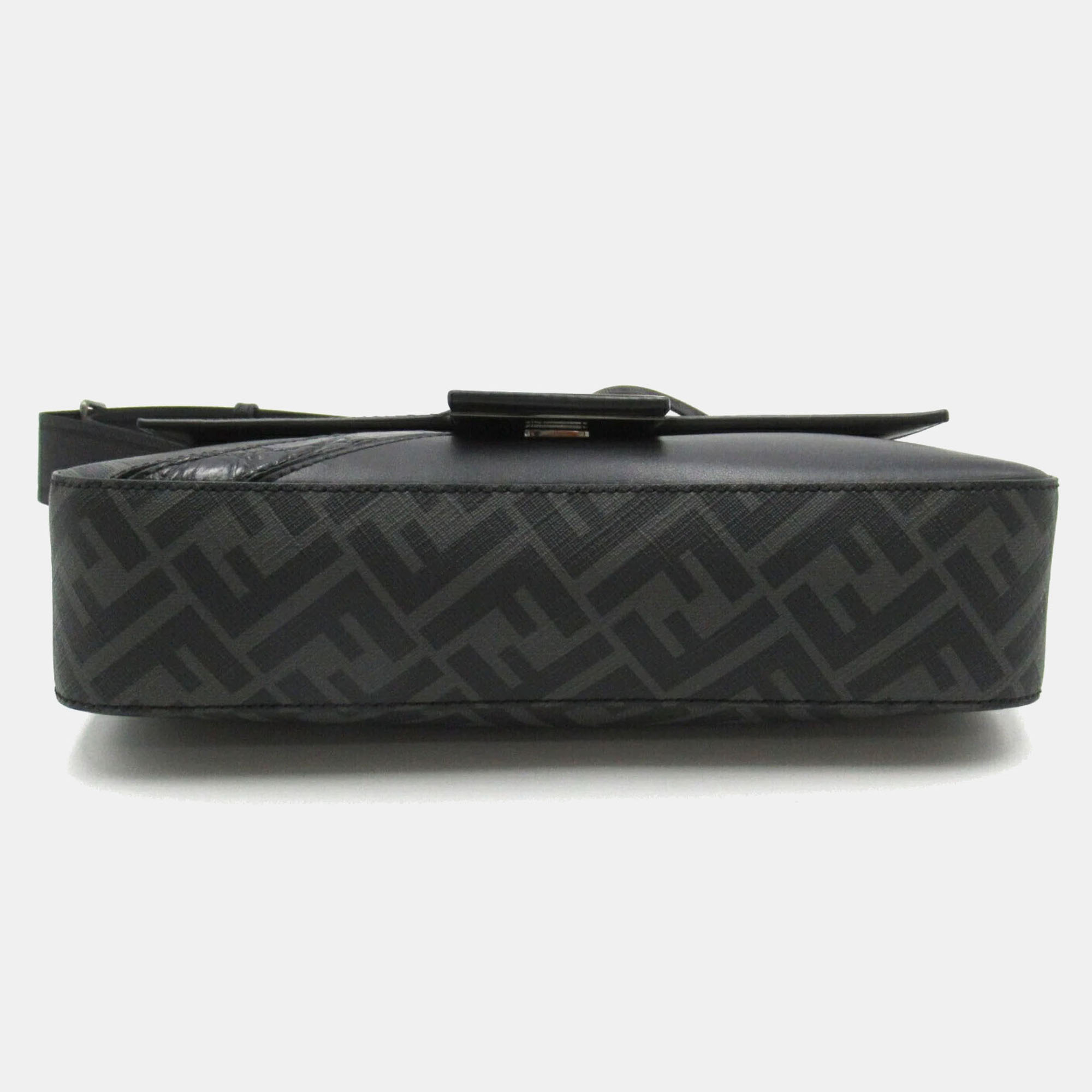 Fendi coated canvas leather black shoulder bag 