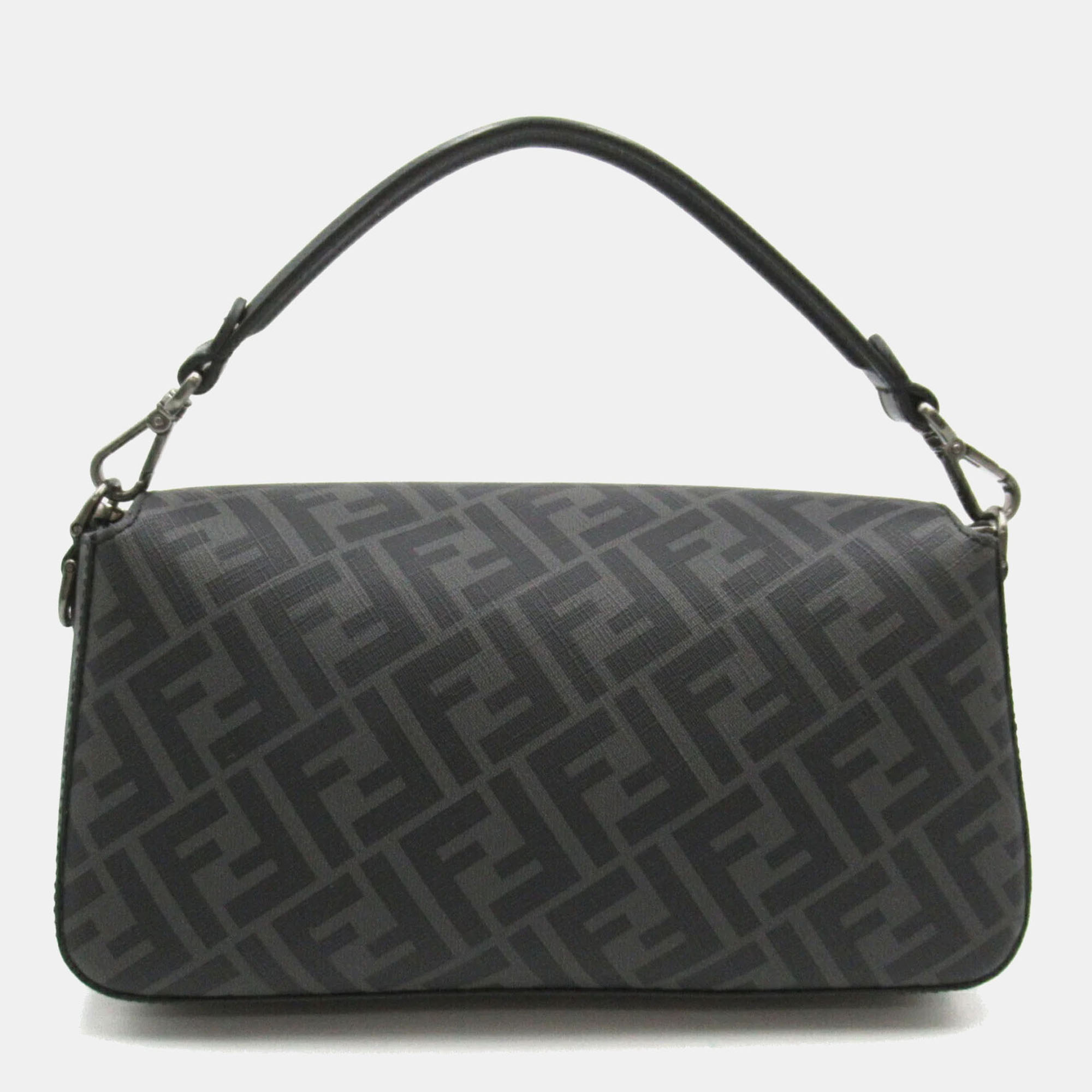 Fendi coated canvas leather black shoulder bag 