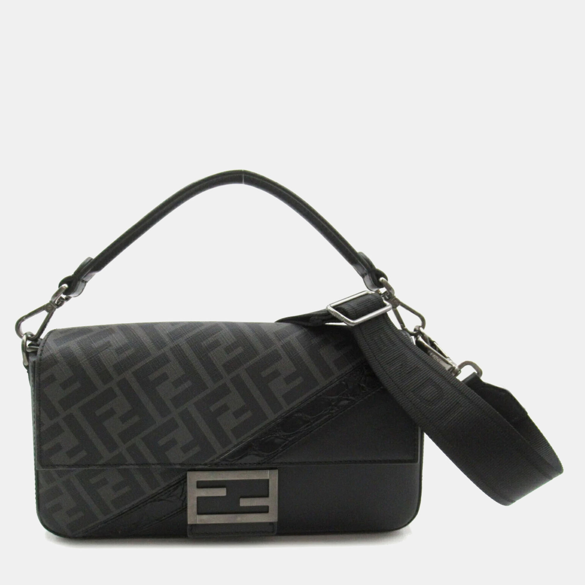 

Fendi coated canvas leather black shoulder bag