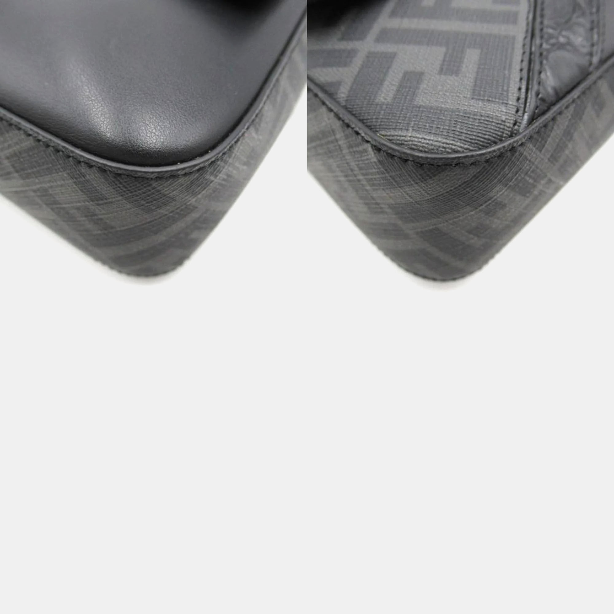 Fendi coated canvas leather black shoulder bag 