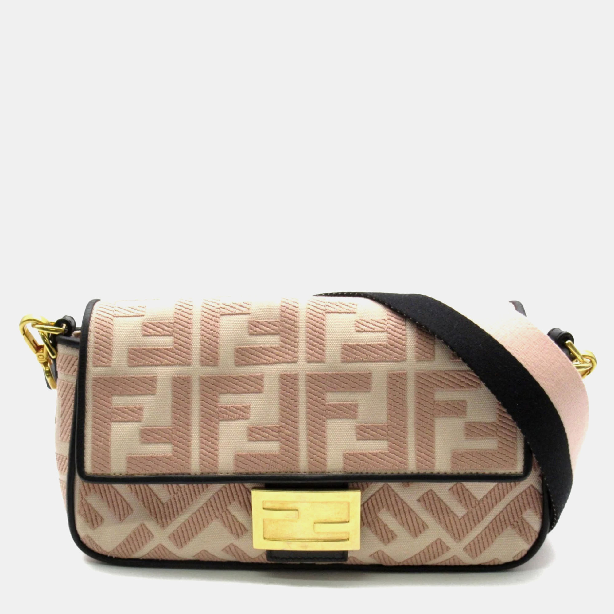 

Fendi Leather Canvas Pink Beige Black Mamma Bucket Shoulder Bag