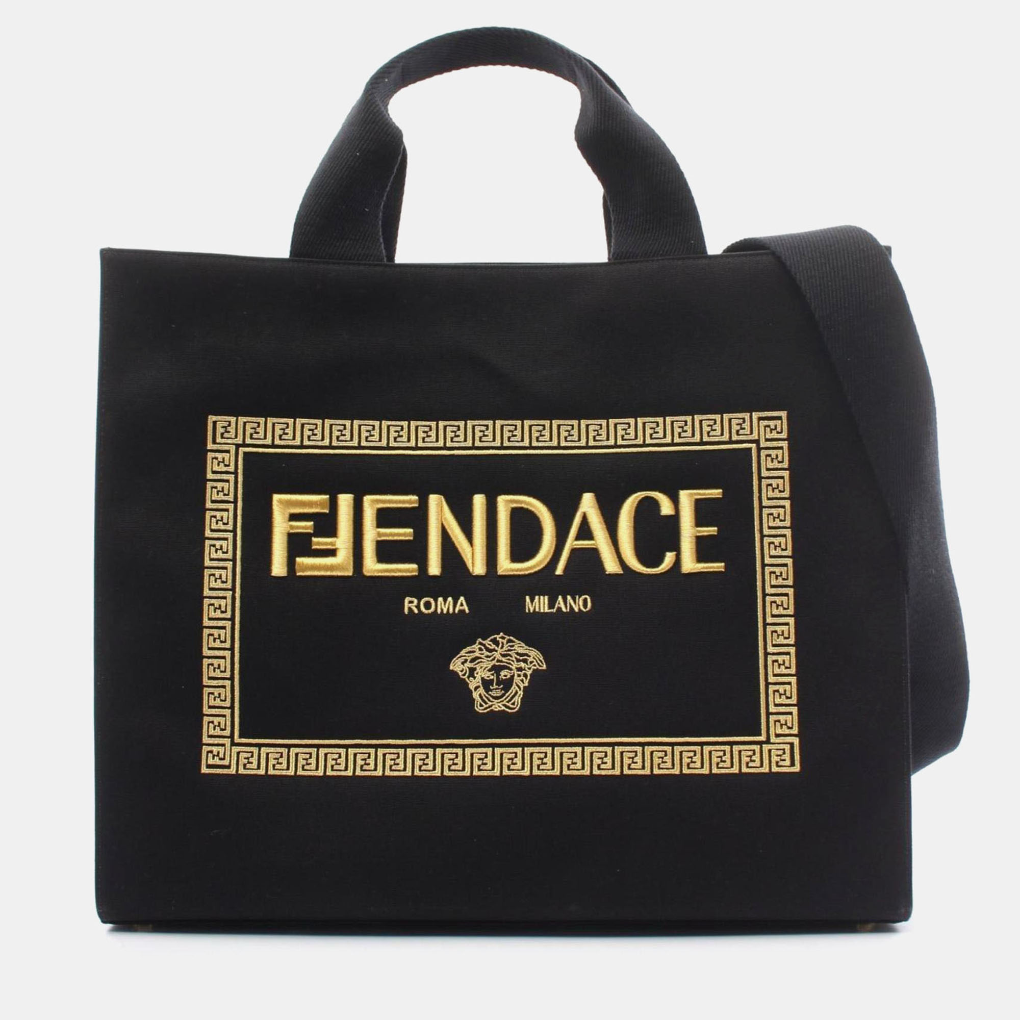 

Fendi Canvas Black Fenderche Tote Bag