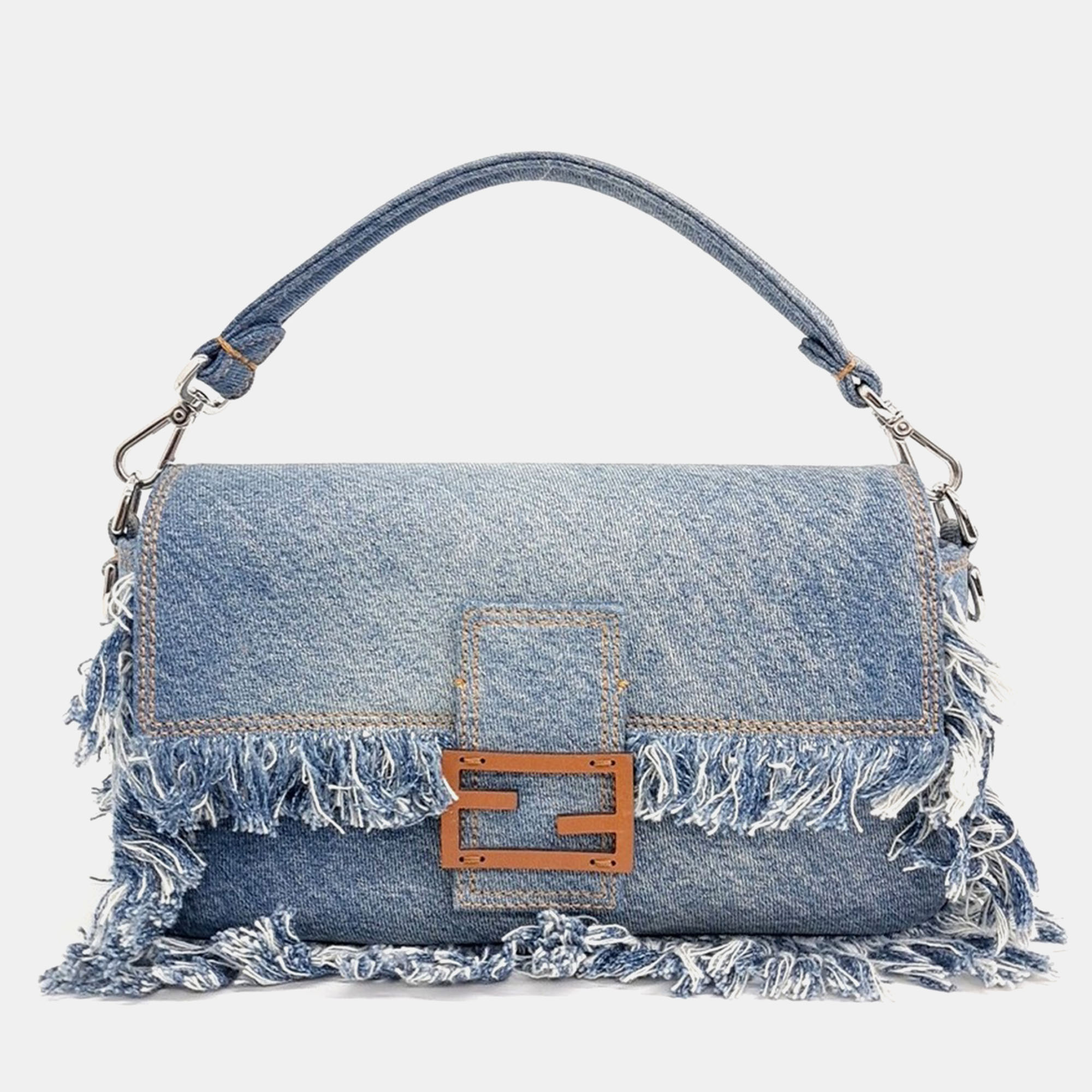 

Fendi Denim Baguette Bag, Blue