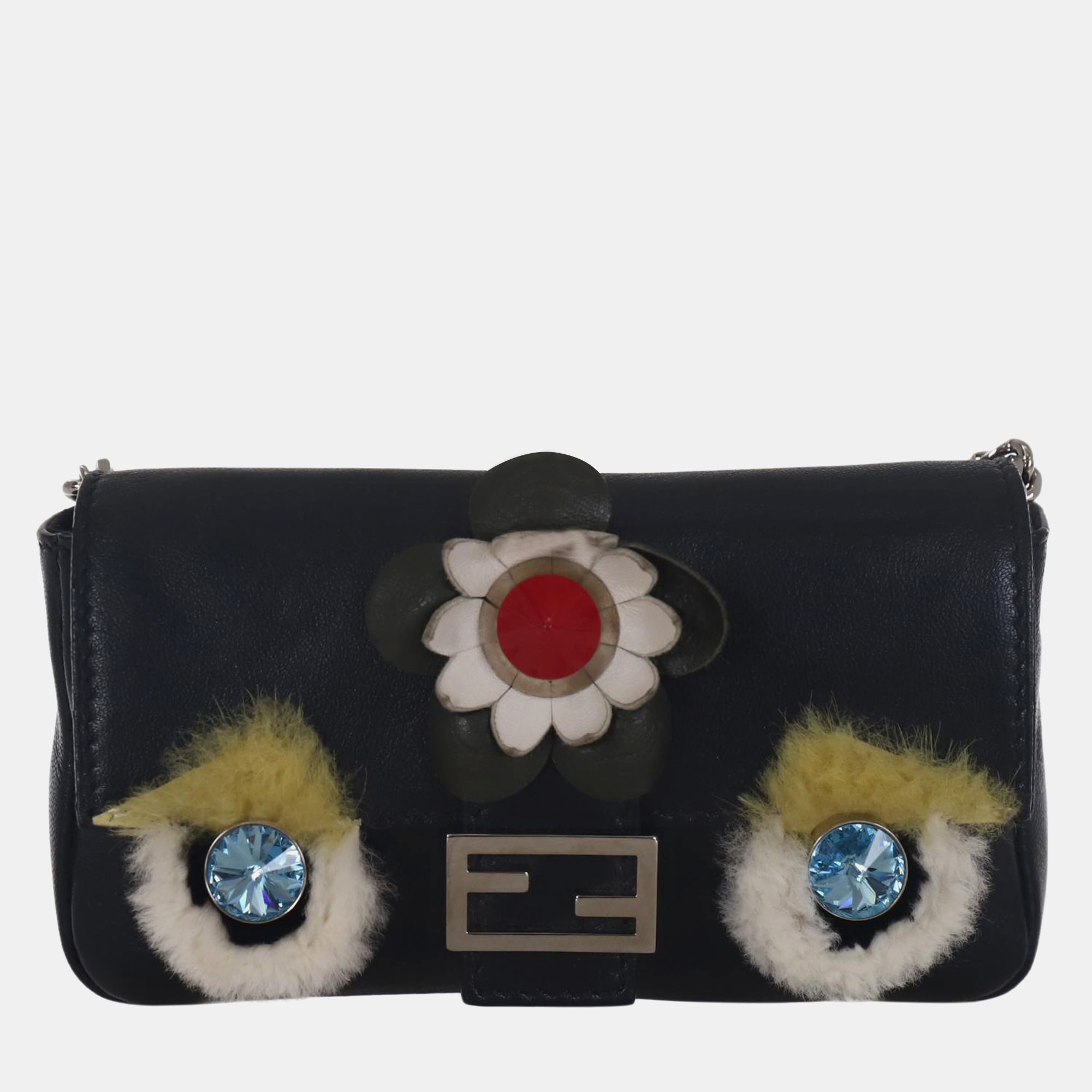 

Fendi Monster Micro Leather Baguette bag, Black