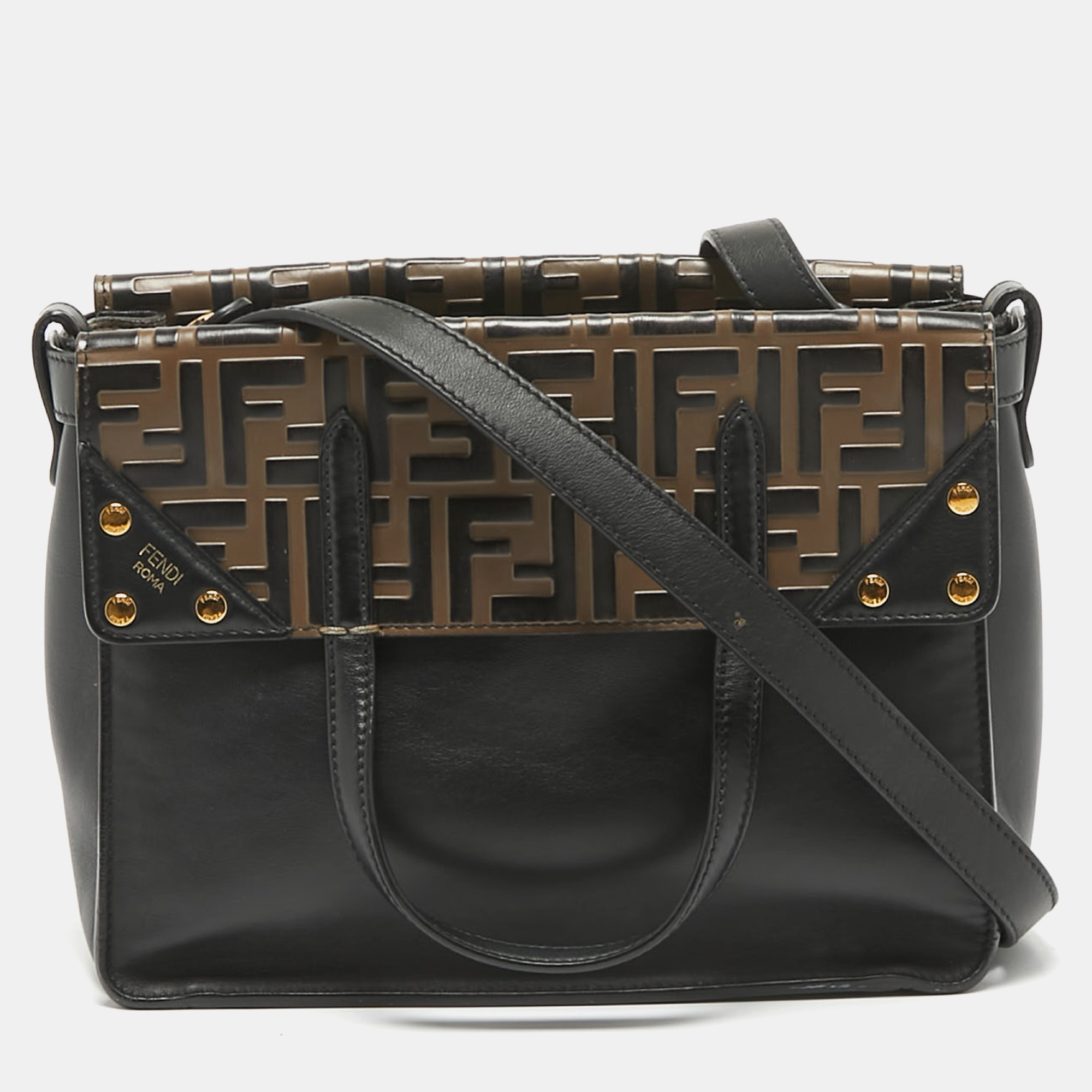 

Fendi Black/Brown FF Leather Grace Flip Tote