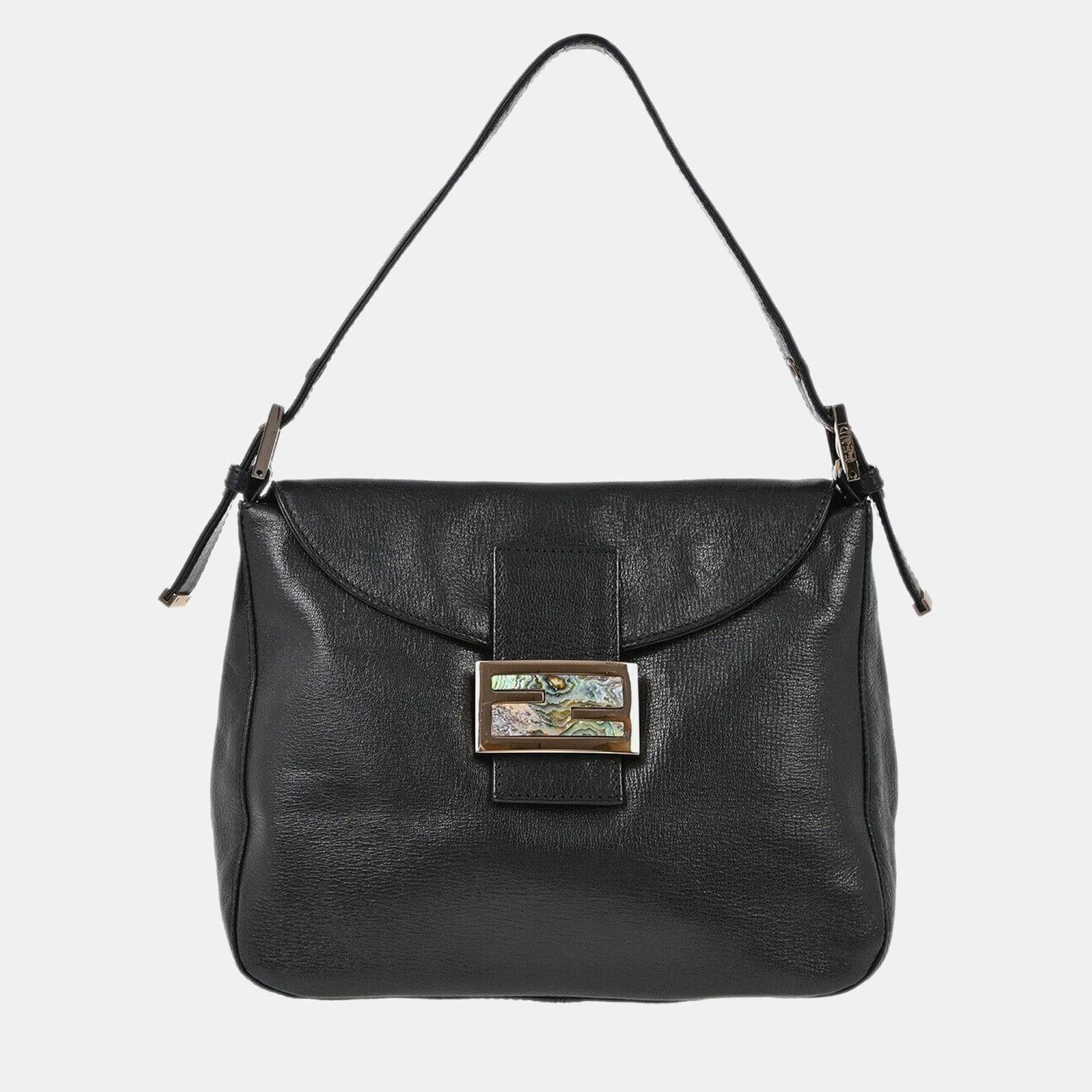 

Fendi Black Leather Mamma Baguette Handbag