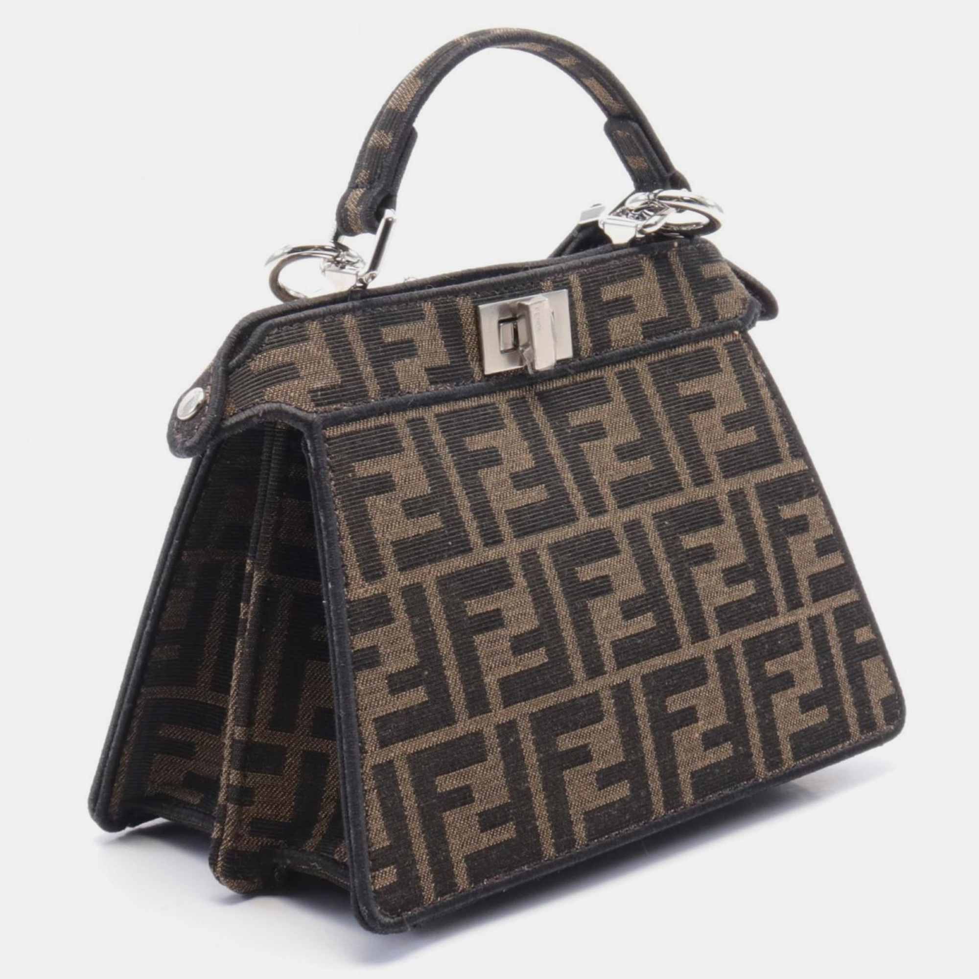 Fendi Canvas Leather Brown Multicolor Peekaboo ISeeU Petit Zucca Ryu Handbag 