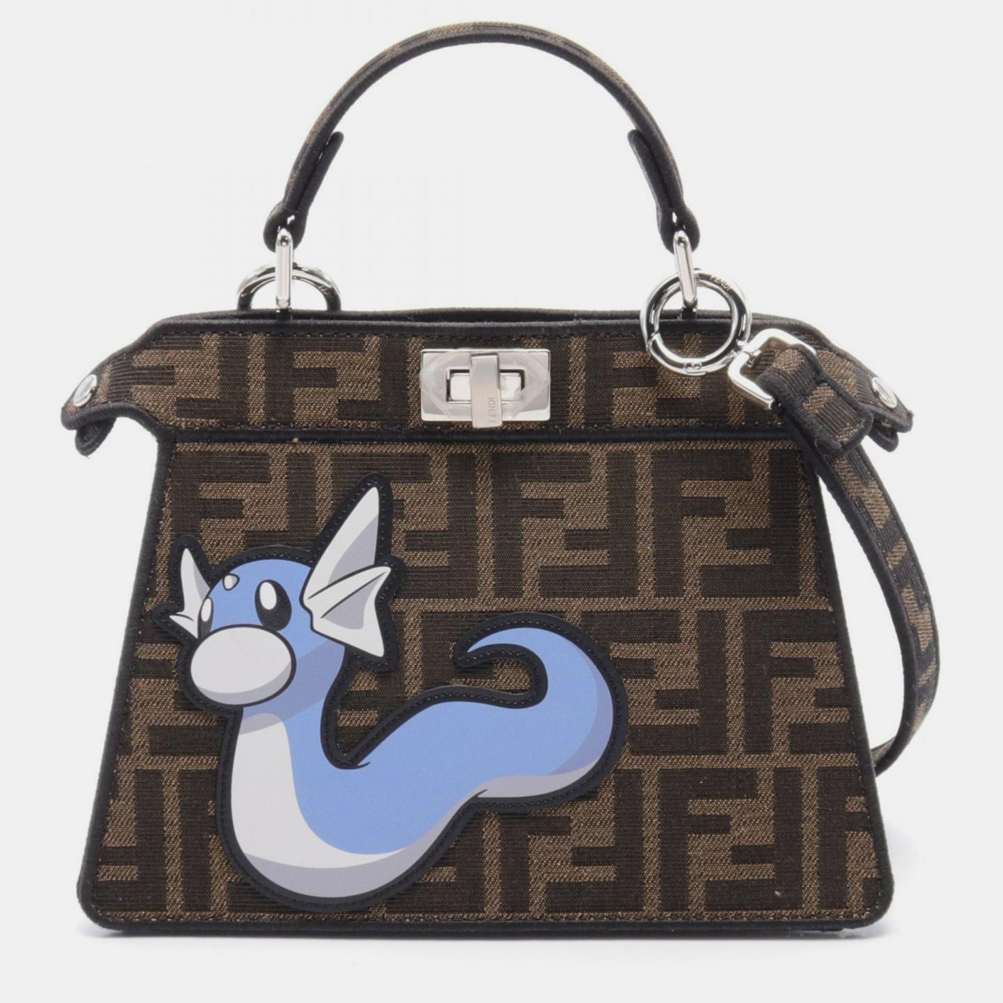Fendi Canvas Leather Brown Multicolor Peekaboo ISeeU Petit Zucca Ryu Handbag 