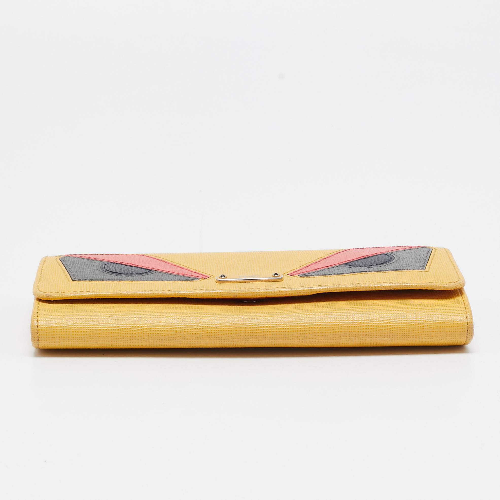 Fendi Multicolor Leather Eye Monster Flap Continental Wallet 