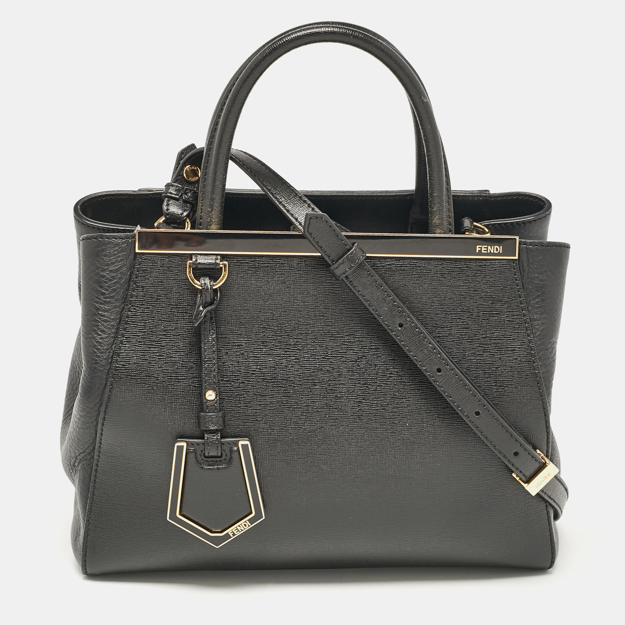 

Fendi Black Leather Small 2Jours Tote