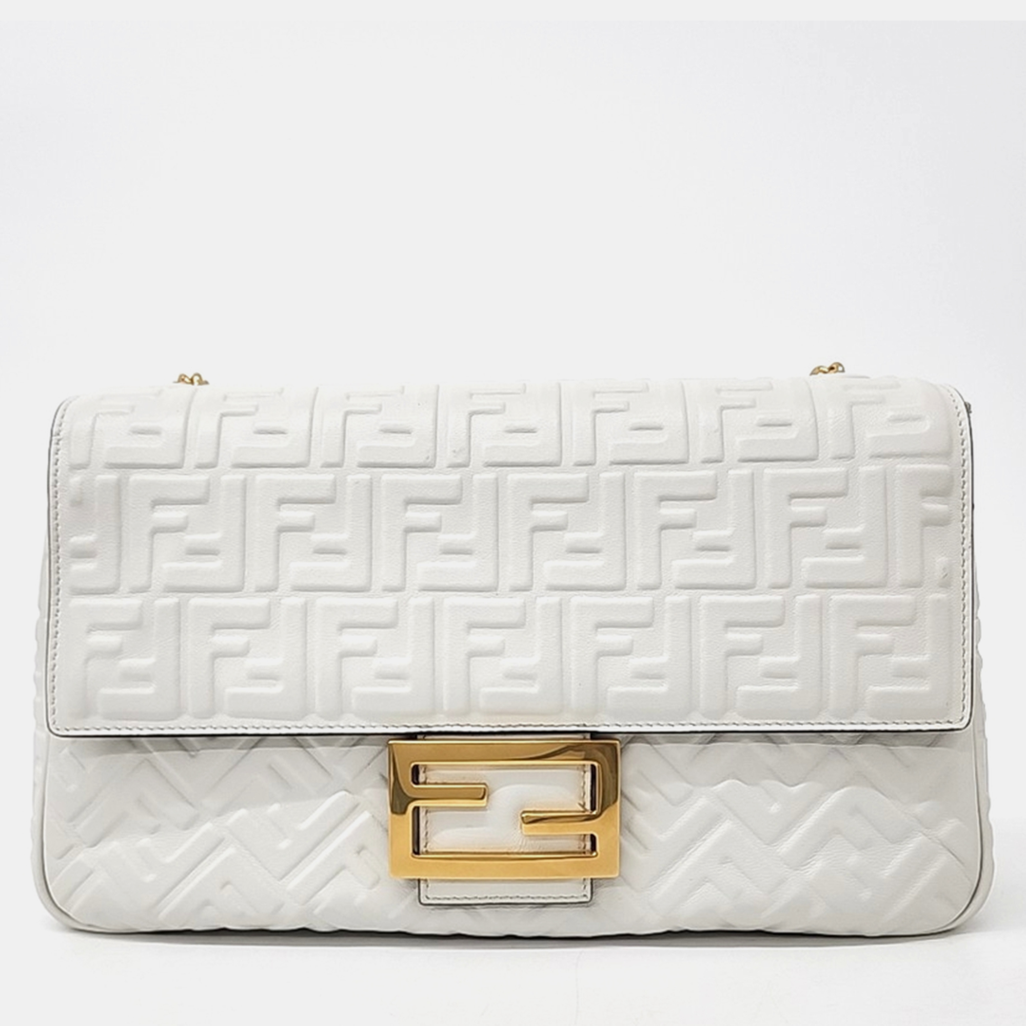 

Fendi White Leather Baguette Large Shoulder Bag