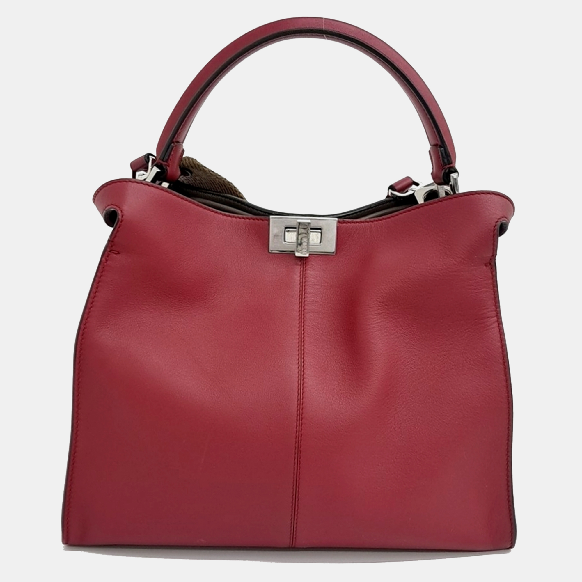 

Fendi Red Leather Peekaboo XLite Medium Bag