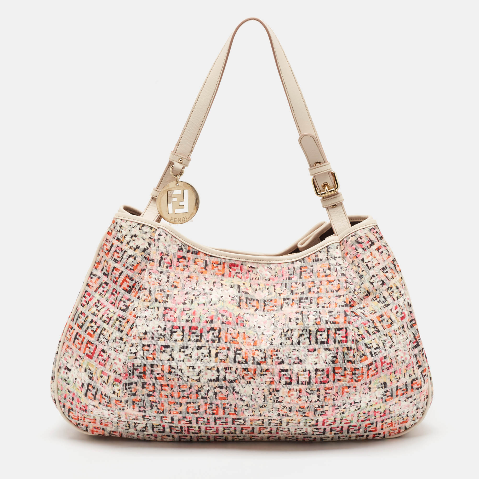 

Fendi Multicolor Zucchino Fabric and Leather Charm Shoulder Bag