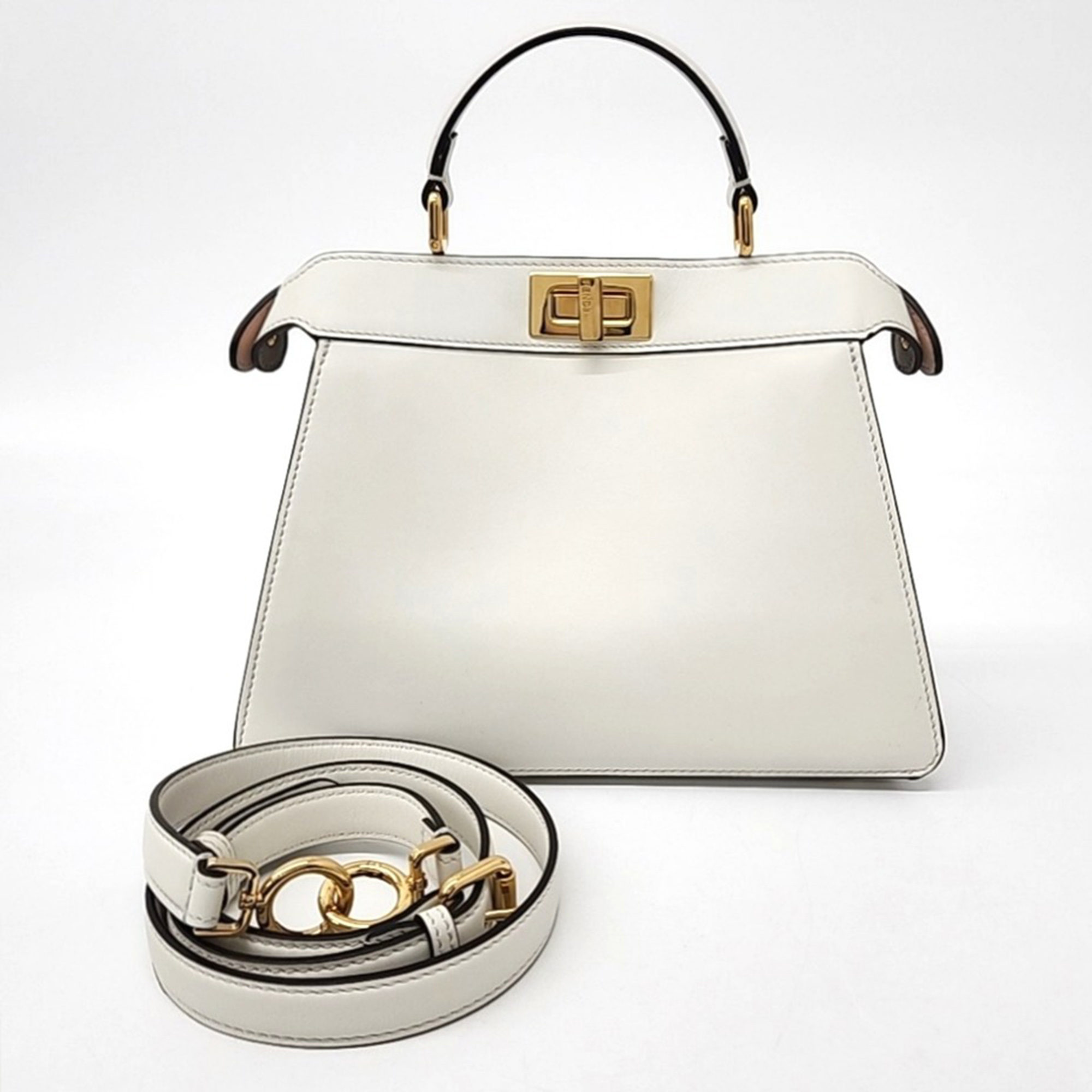 

Fendi White Leather Peekaboo I SEE U Small Bag