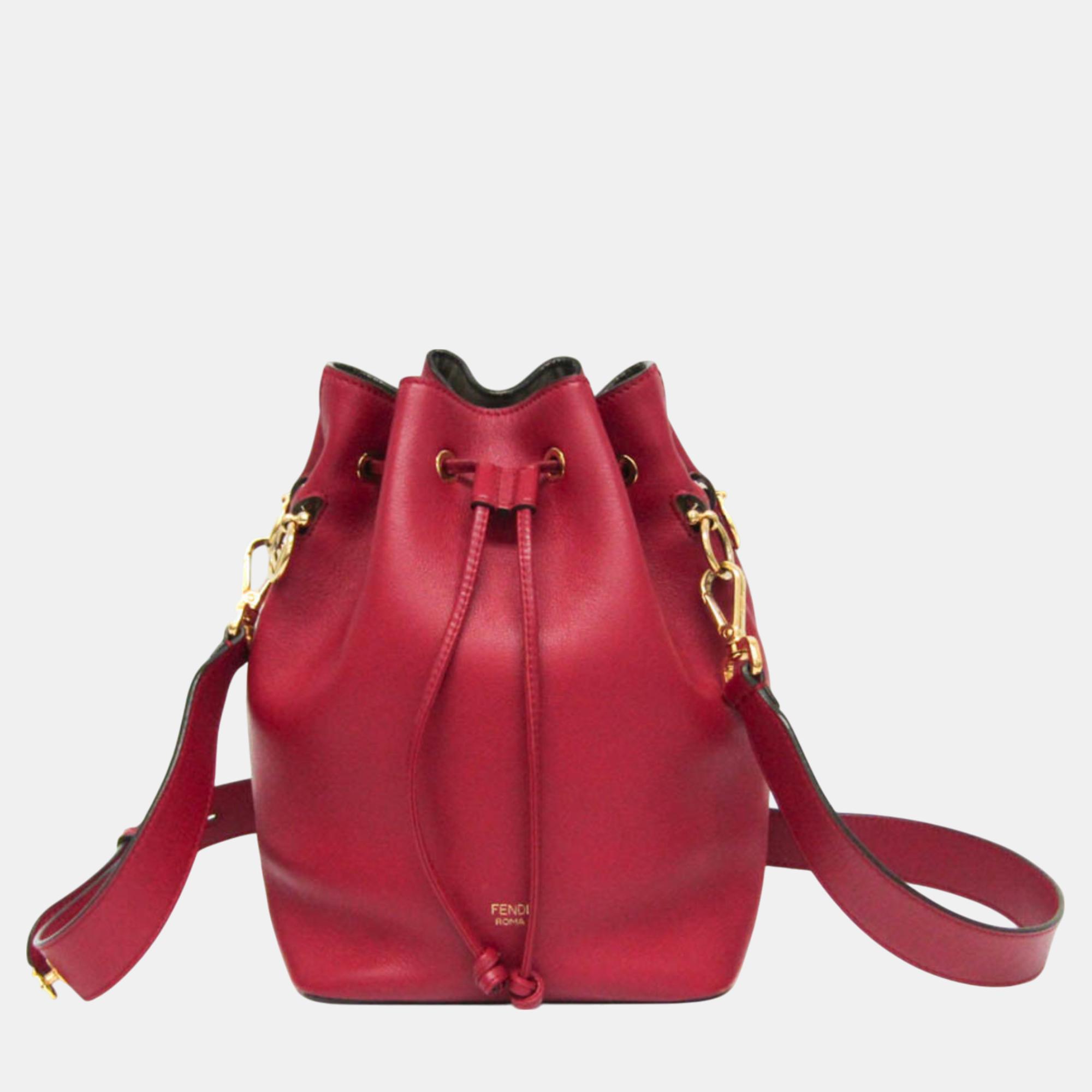 

Fendi Red Mon Tresor Leather Shoulder Bag