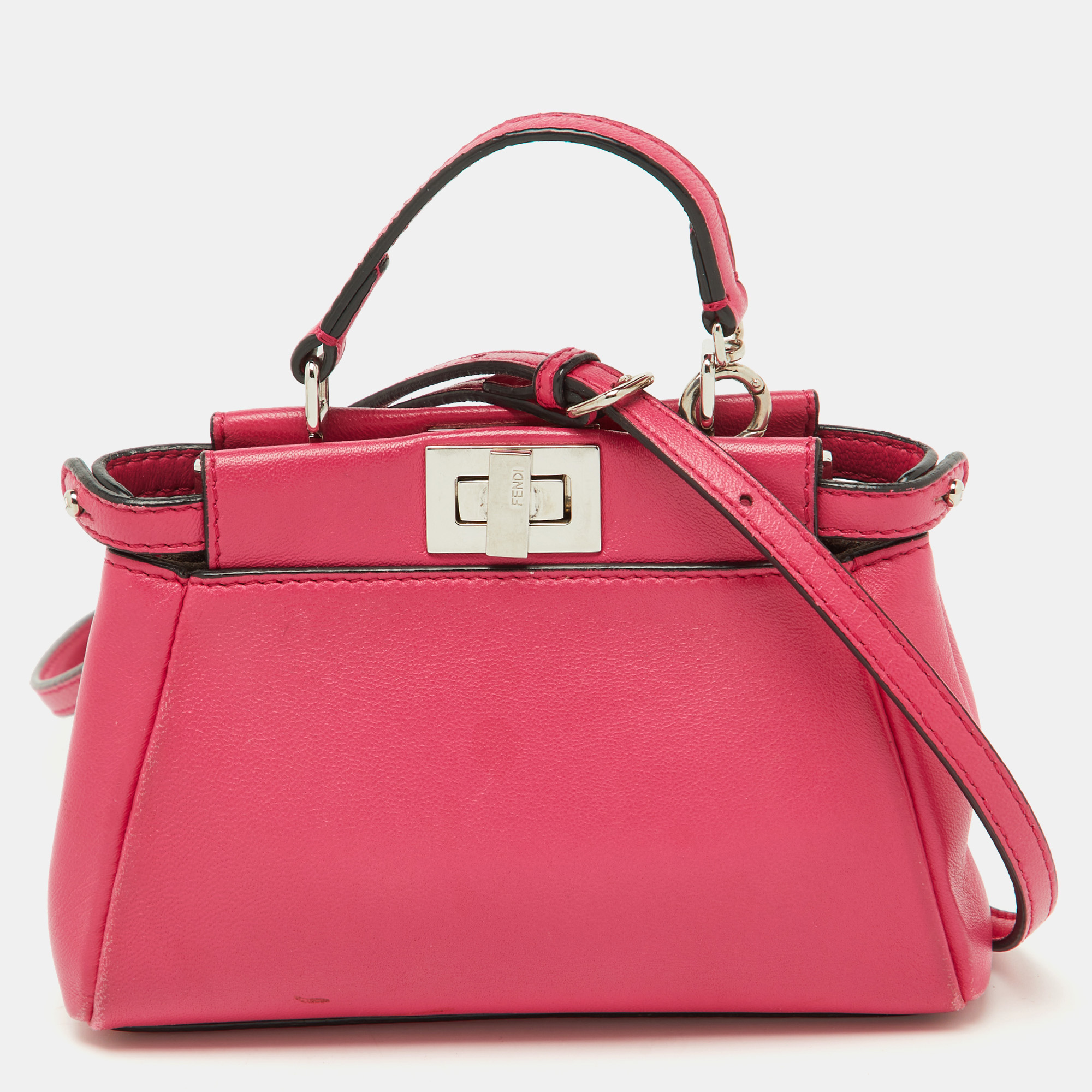 

Fendi Pink Leather Micro Peekaboo Top Handle Bag