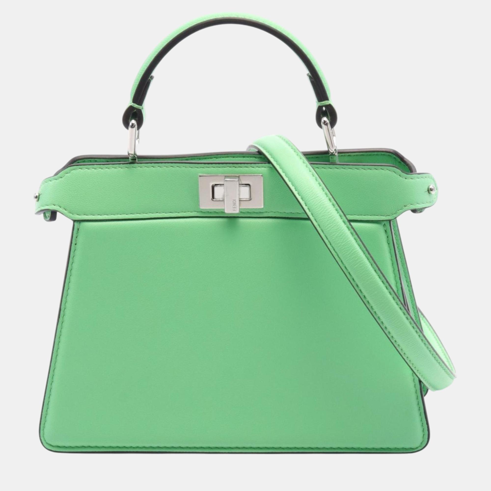 

Fendi Green Leather Peekaboo ISeeU Handbag