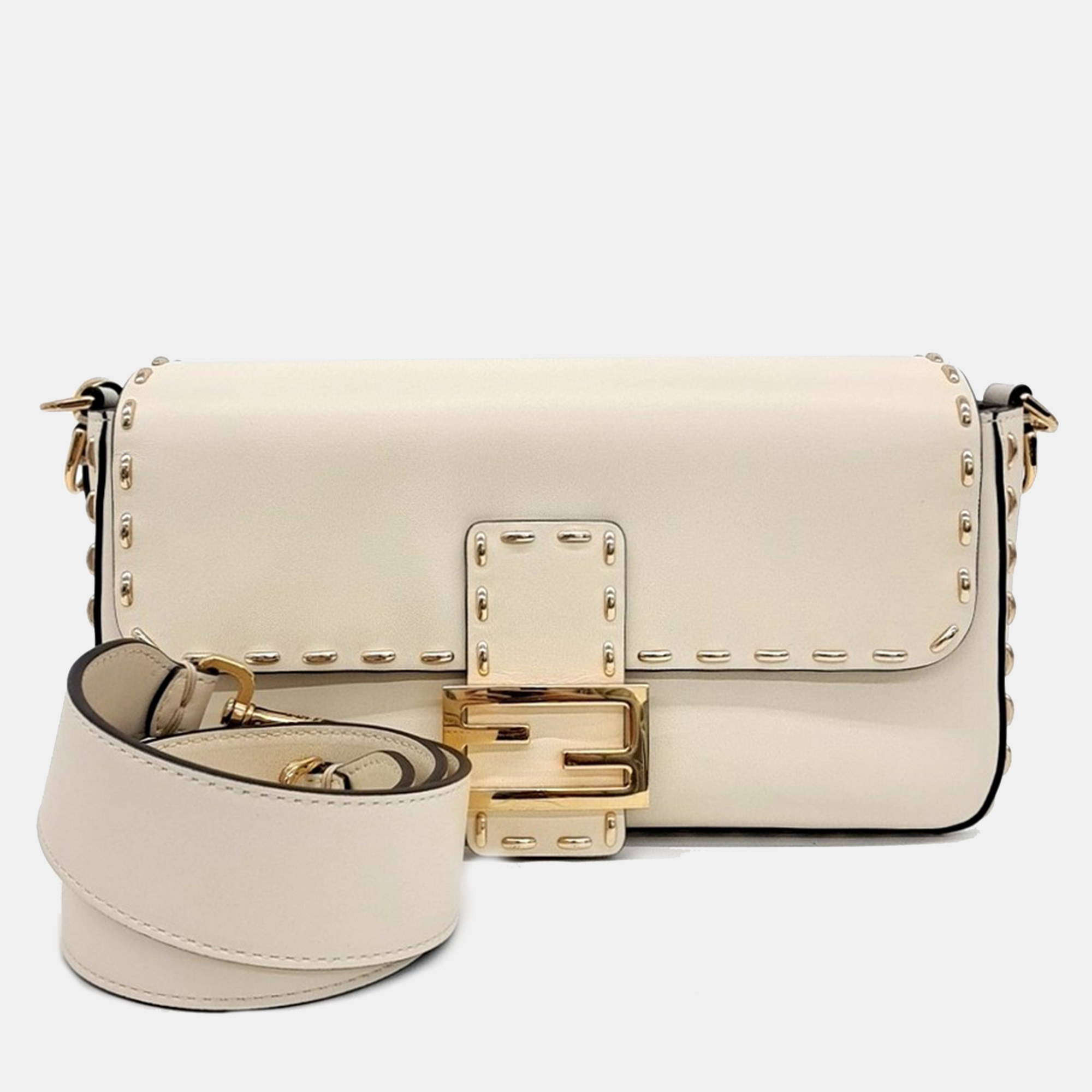 

Fendi Beige Leather Baguette Bag