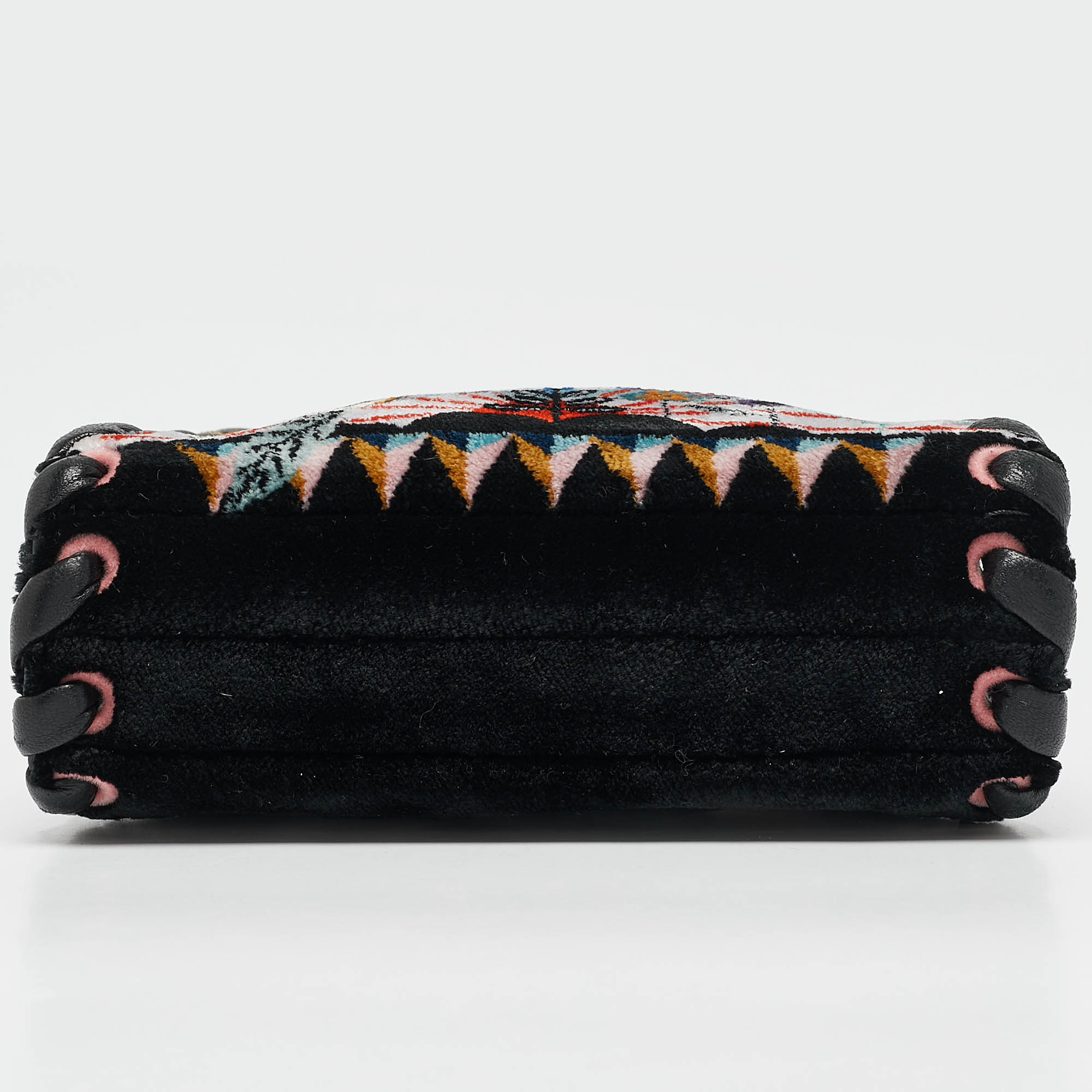 Fendi Multicolor Velvet and Leather Micro Whipstitched Peekaboo Top Handle Bag 