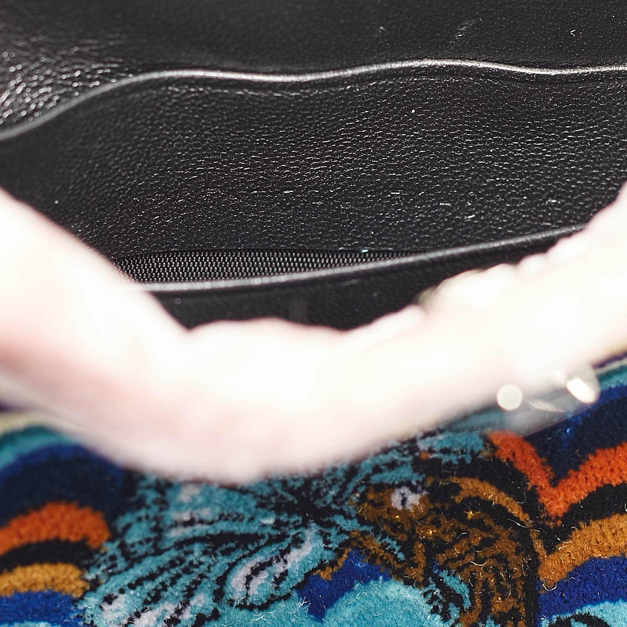 Fendi Multicolor Velvet and Leather Micro Whipstitched Peekaboo Top Handle Bag 