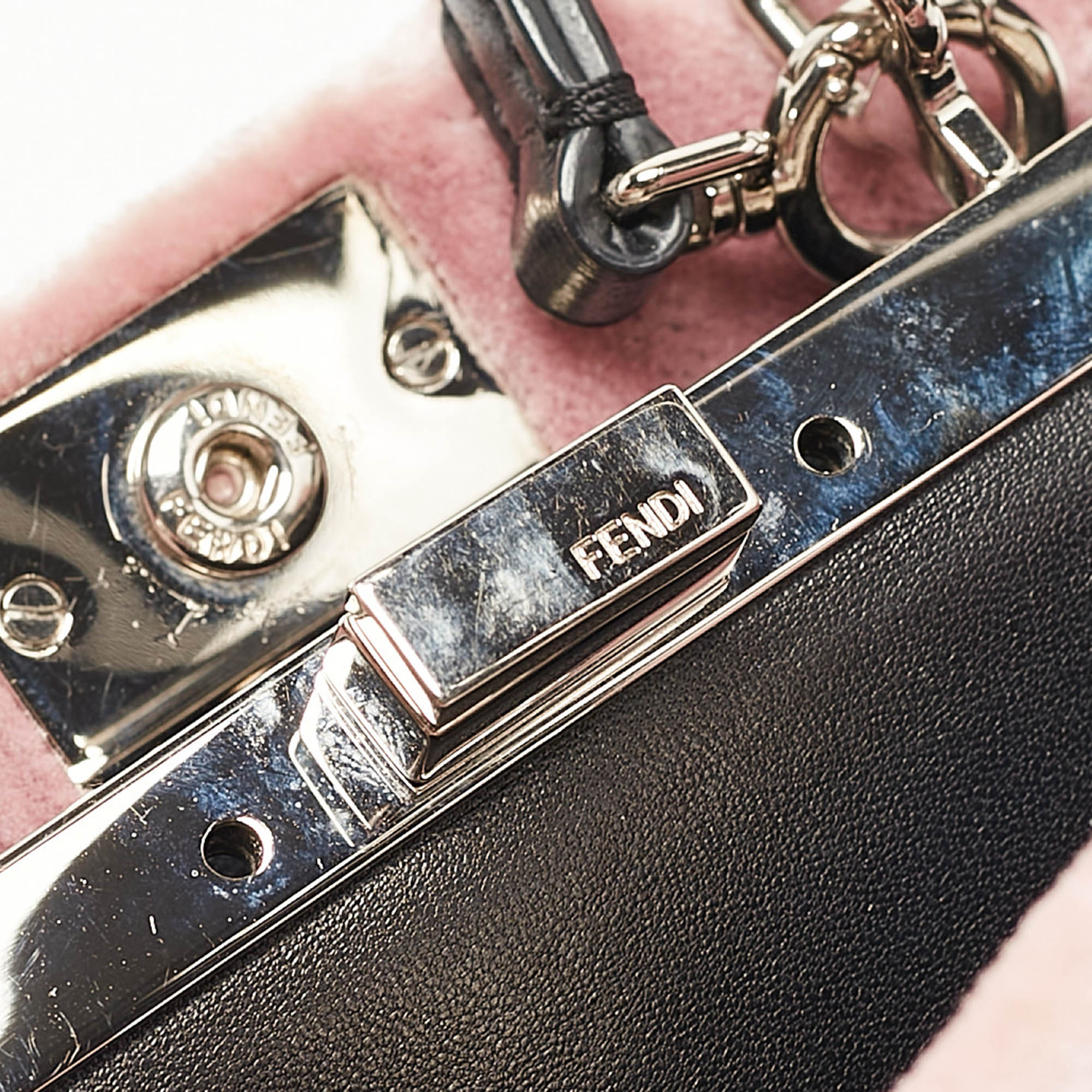 Fendi Multicolor Velvet and Leather Micro Whipstitched Peekaboo Top Handle Bag 