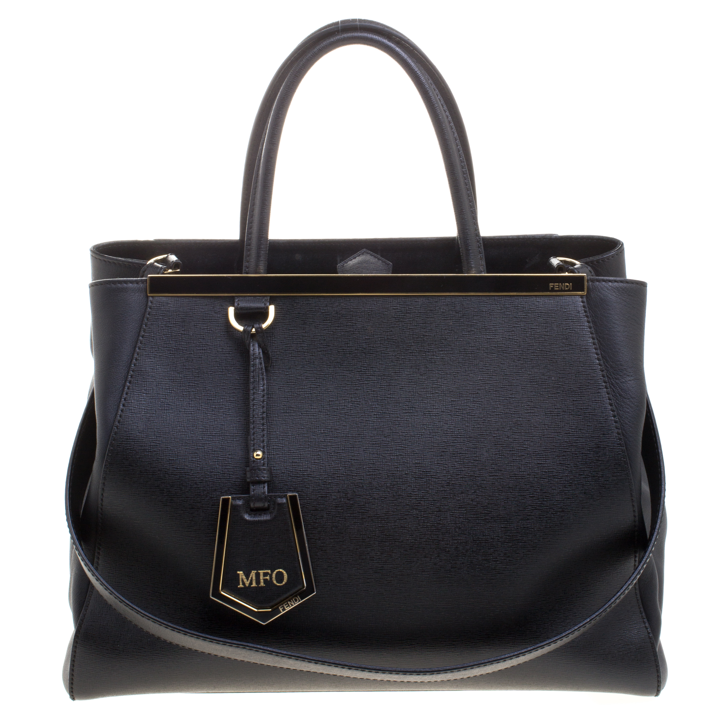 Pre Owned Fendi Black Saffiano Leather 2Jours Tote