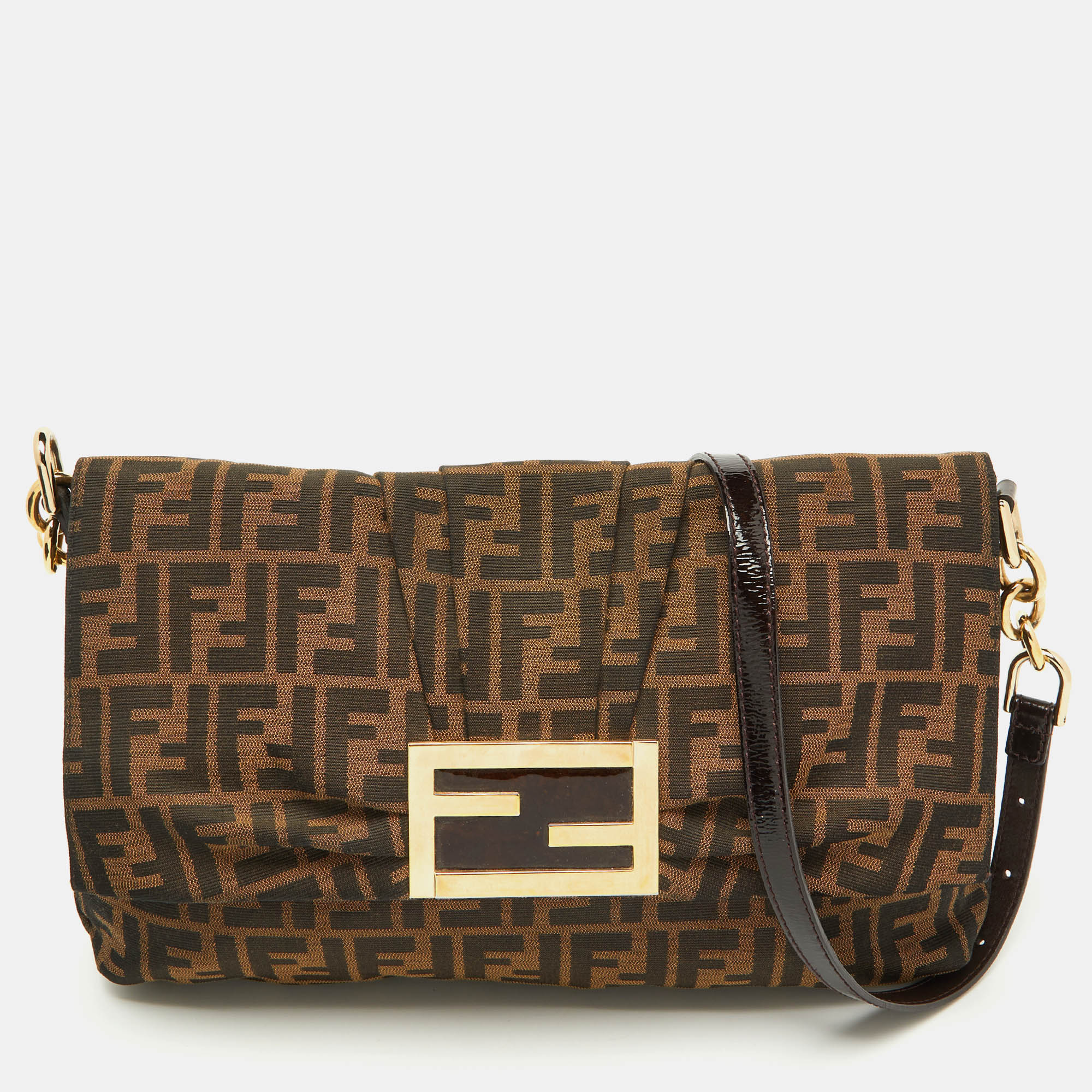 

Fendi Brown Zucca Canvas Mia Flap Shoulder Bag