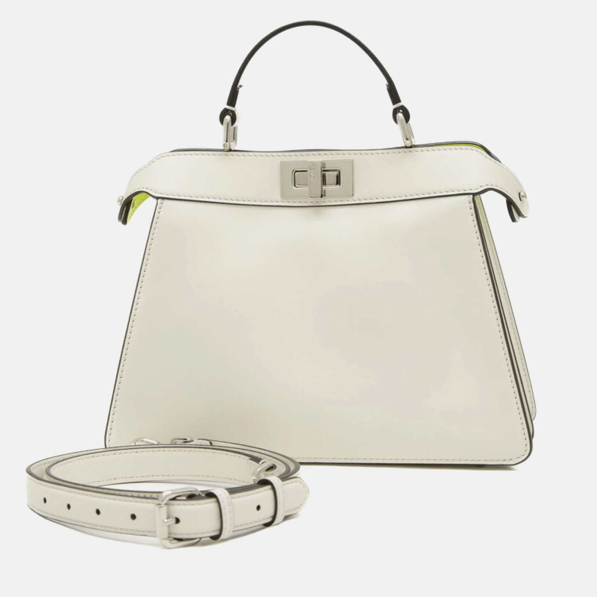 

Fendi Light Green, White Leather Peekaboo I See You Small Shoulder Bag